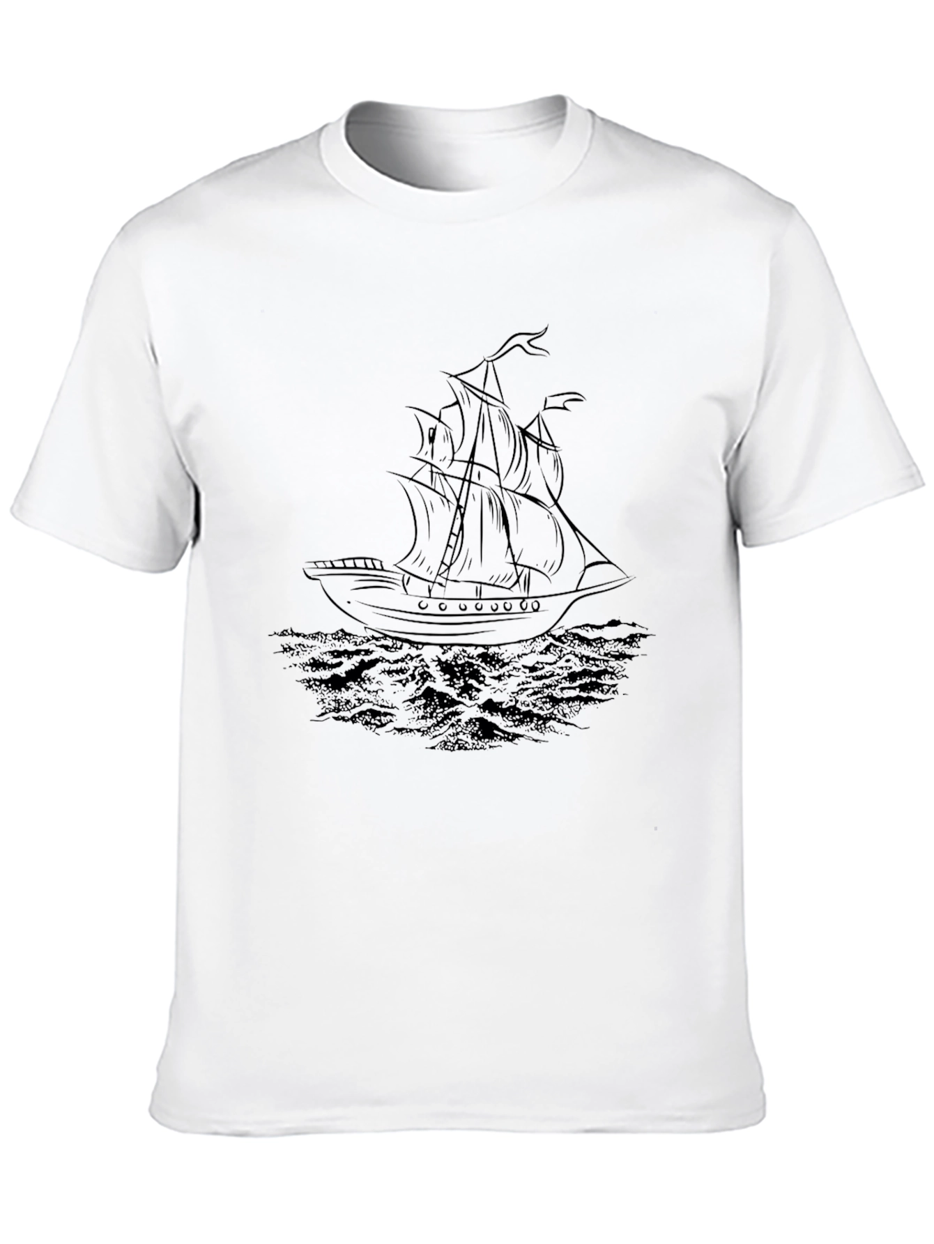 Nautical Black T-Shirt - Ship Graphic Tee
