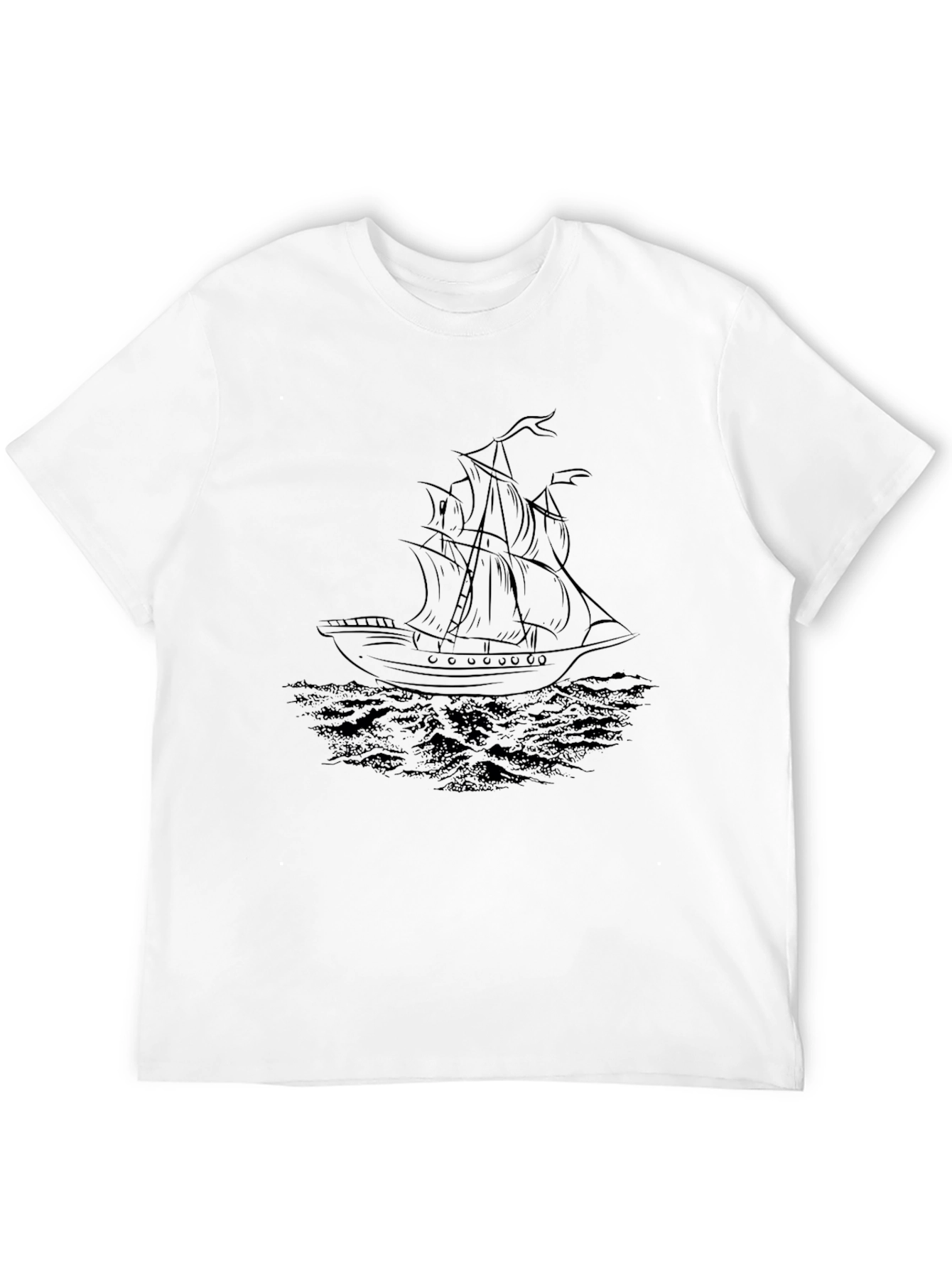 Nautical Black T-Shirt - Ship Graphic Tee