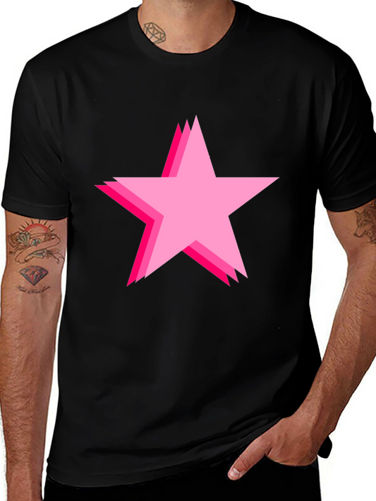 Bold Black Tee with Pink Star Design