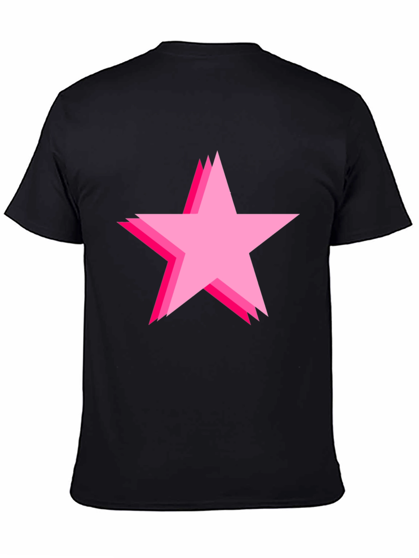 Bold Black Tee with Pink Star Design