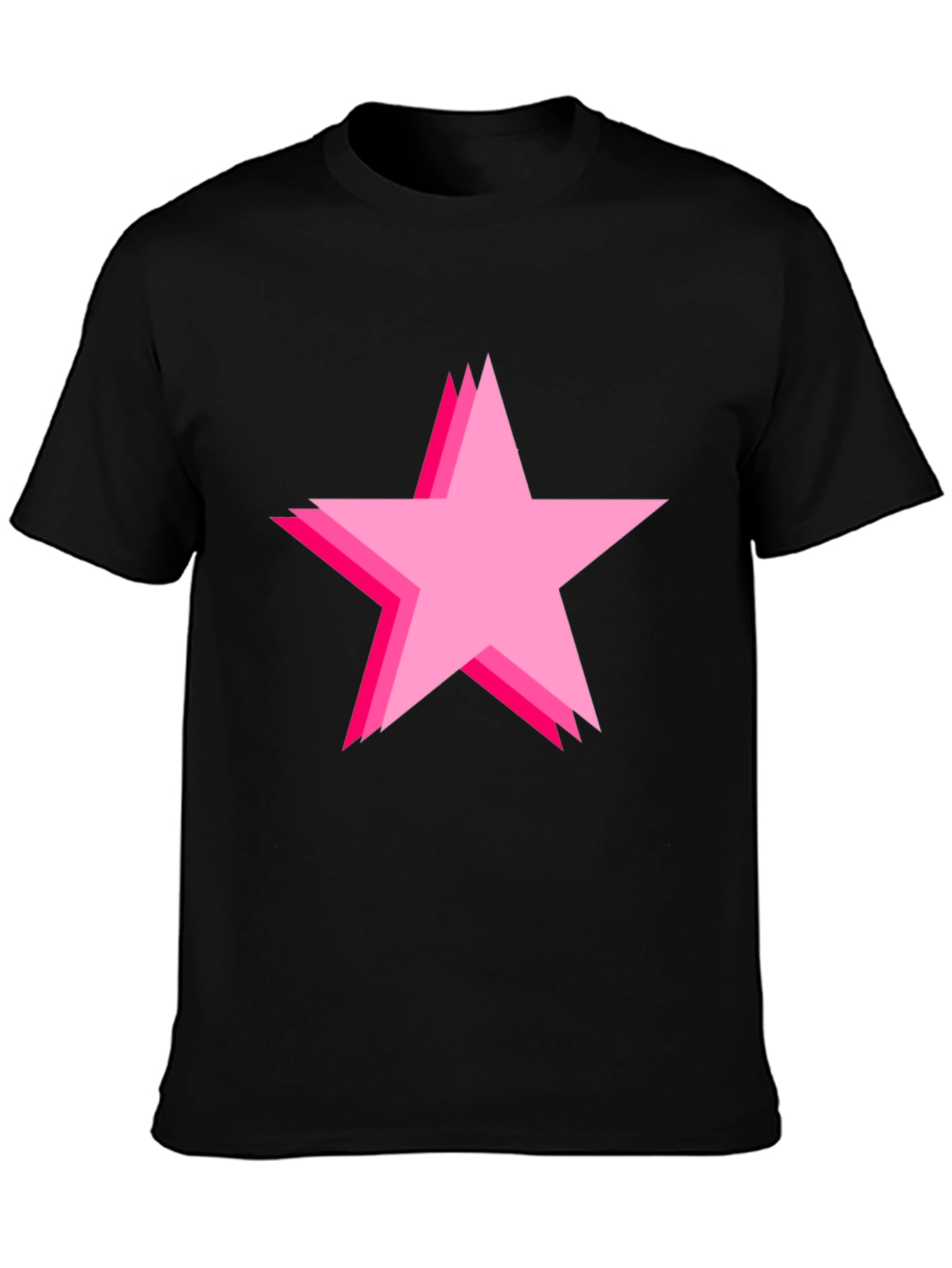 Bold Black Tee with Pink Star Design