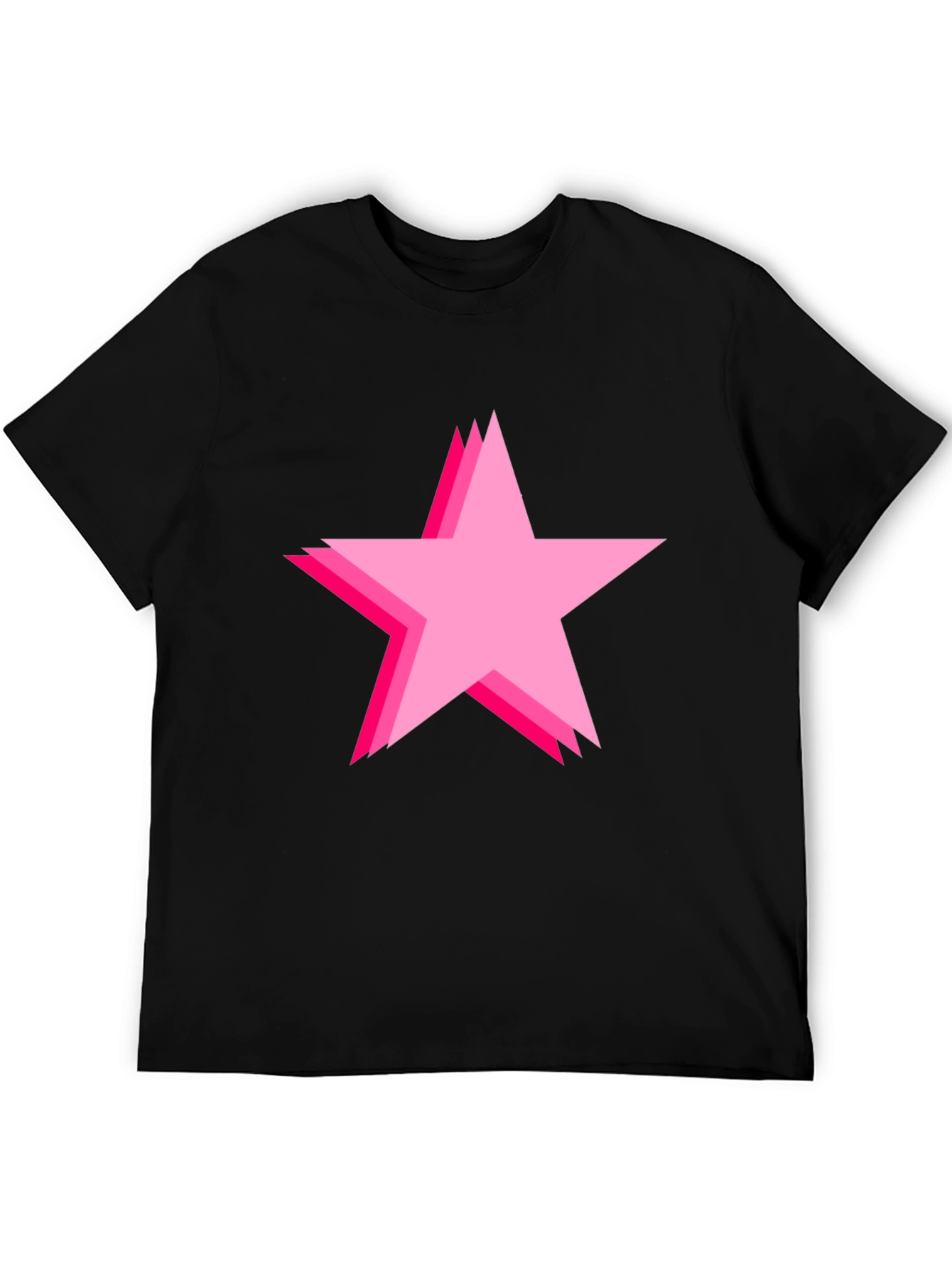 Bold Black Tee with Pink Star Design