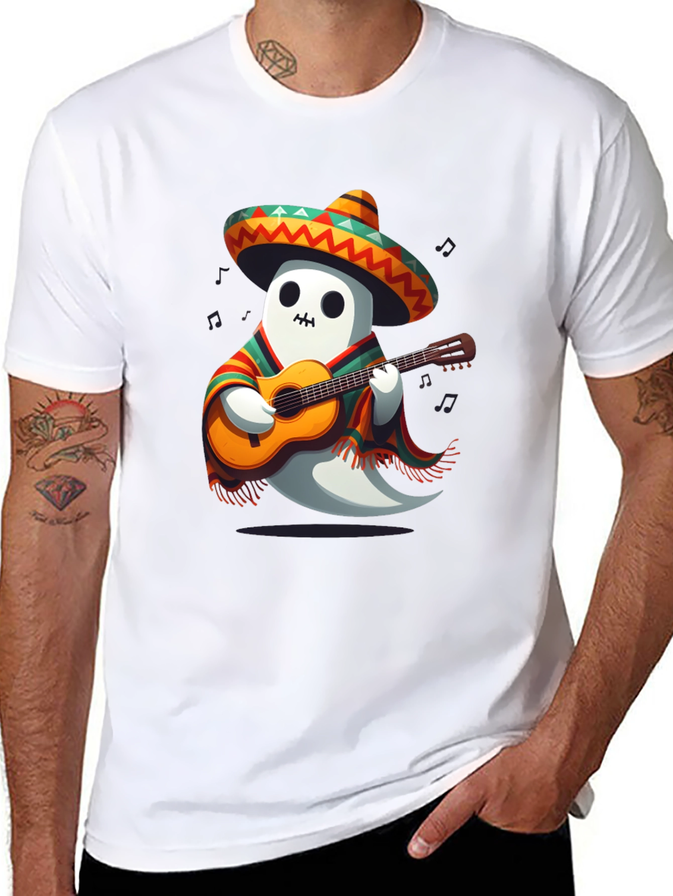 Mariachi Ghost T-Shirt - Playful Halloween Tee