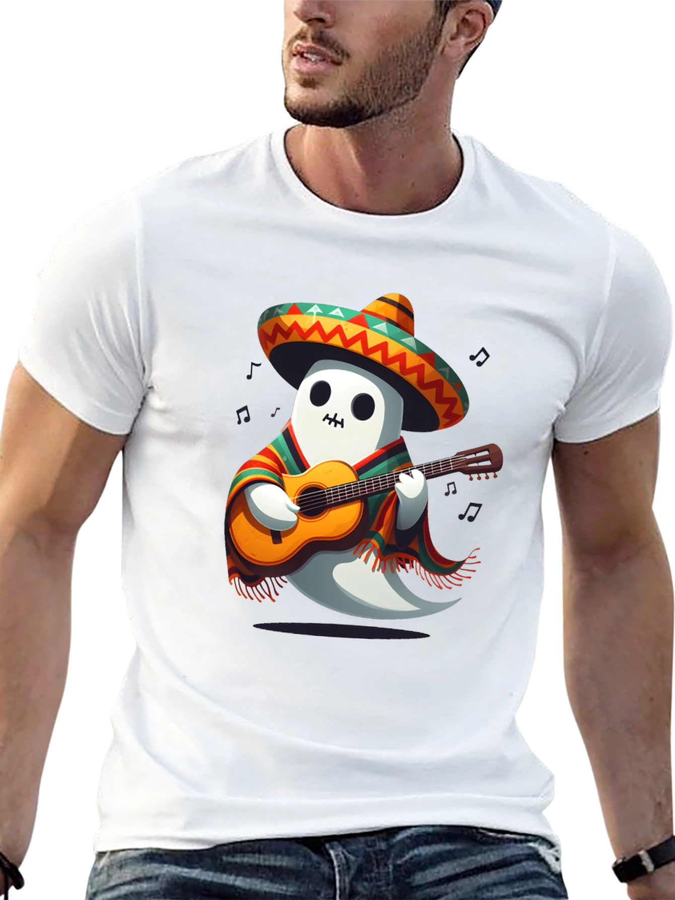 Mariachi Ghost T-Shirt - Playful Halloween Tee