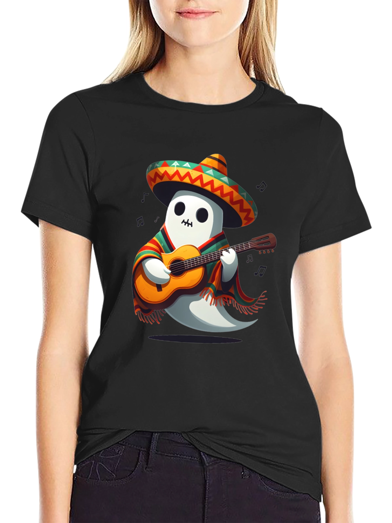 Mariachi Ghost T-Shirt - Playful Halloween Tee