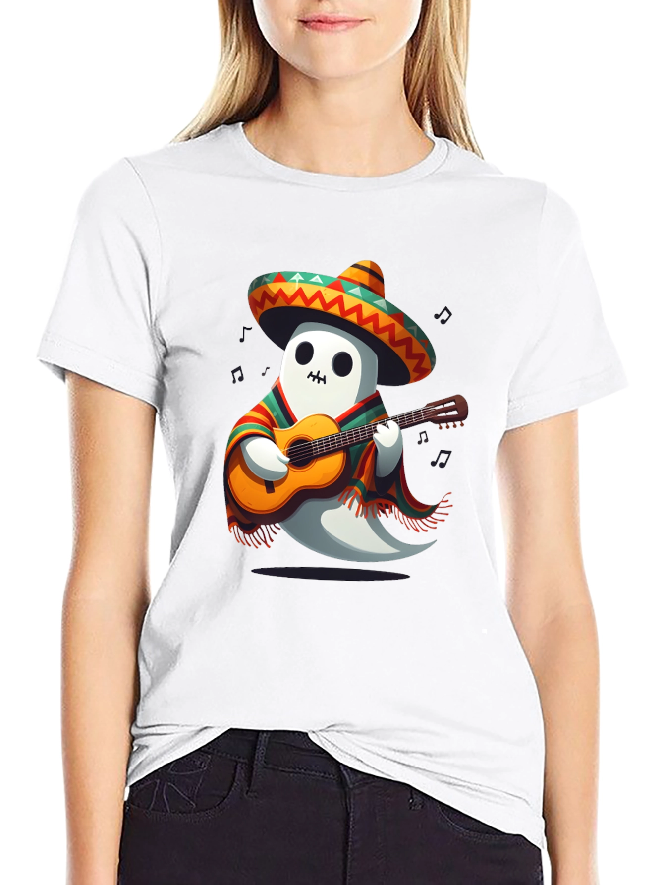 Mariachi Ghost T-Shirt - Playful Halloween Tee
