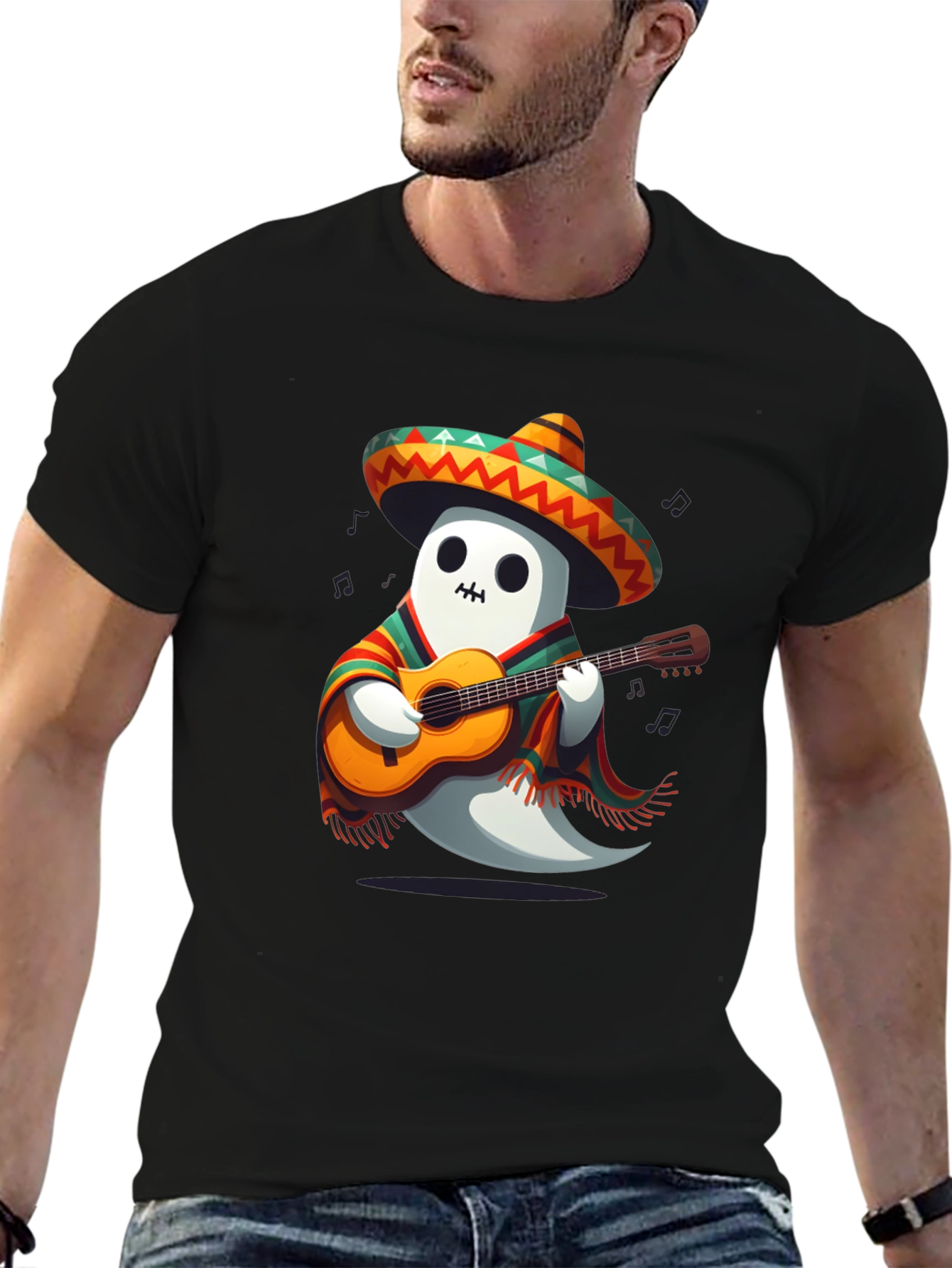 Mariachi Ghost T-Shirt - Playful Halloween Tee