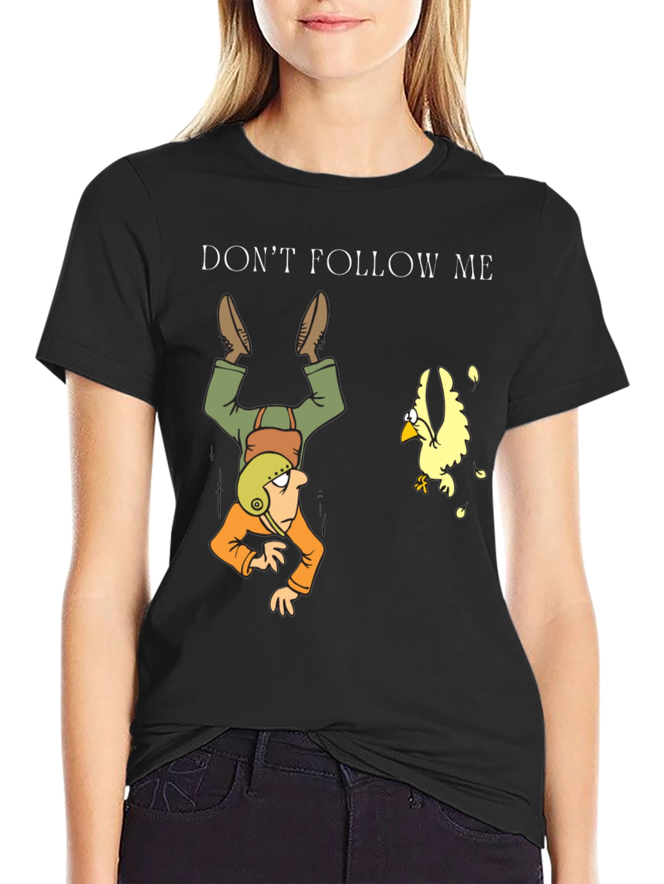 Dont Follow Me Upside Down Man Black T-Shirt