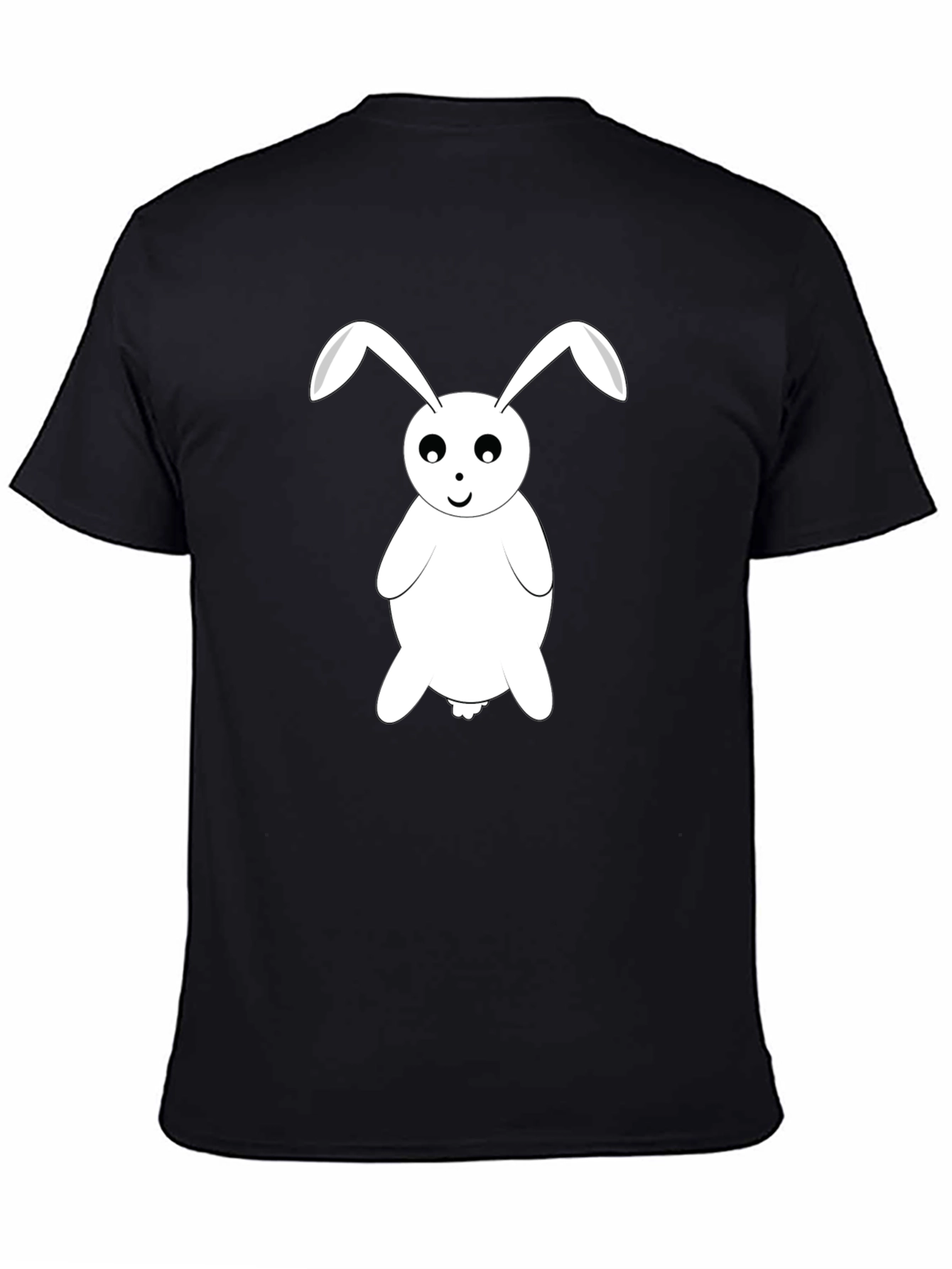 Cartoon Bunny Graphic Tee - Black Cotton T-Shirt