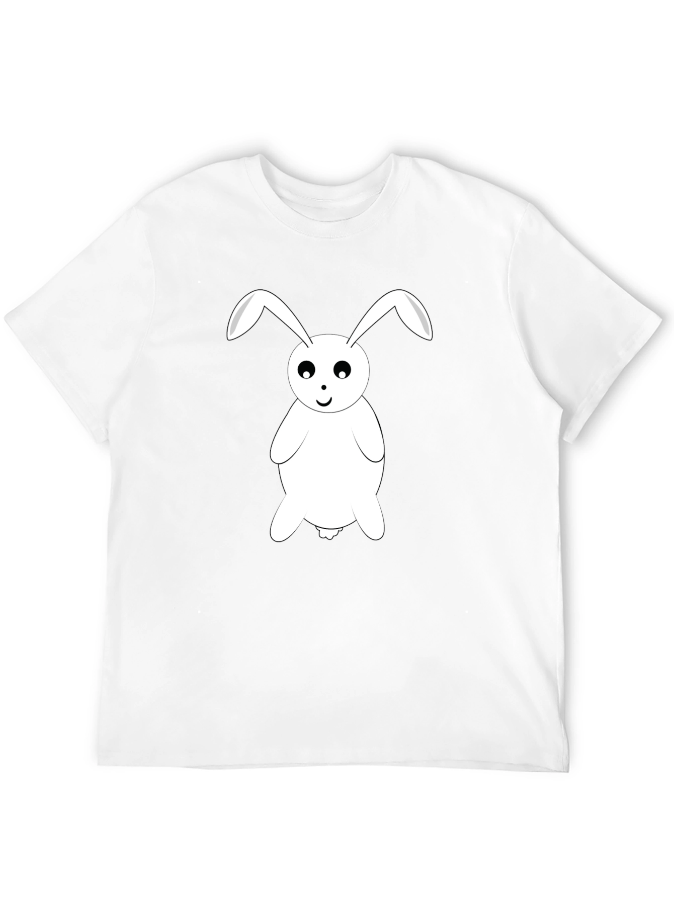 Cartoon Bunny Graphic Tee - Black Cotton T-Shirt