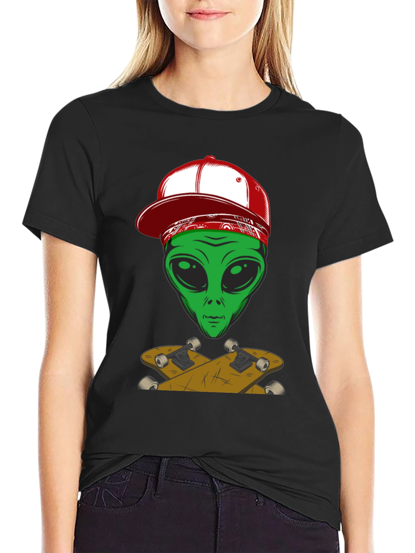 Alien Skateboarder Graphic Tee