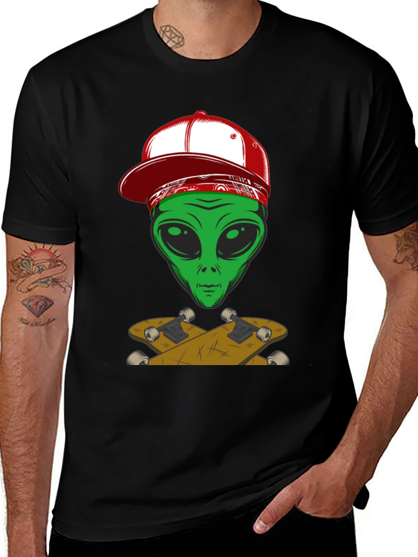 Alien Skateboarder Graphic Tee