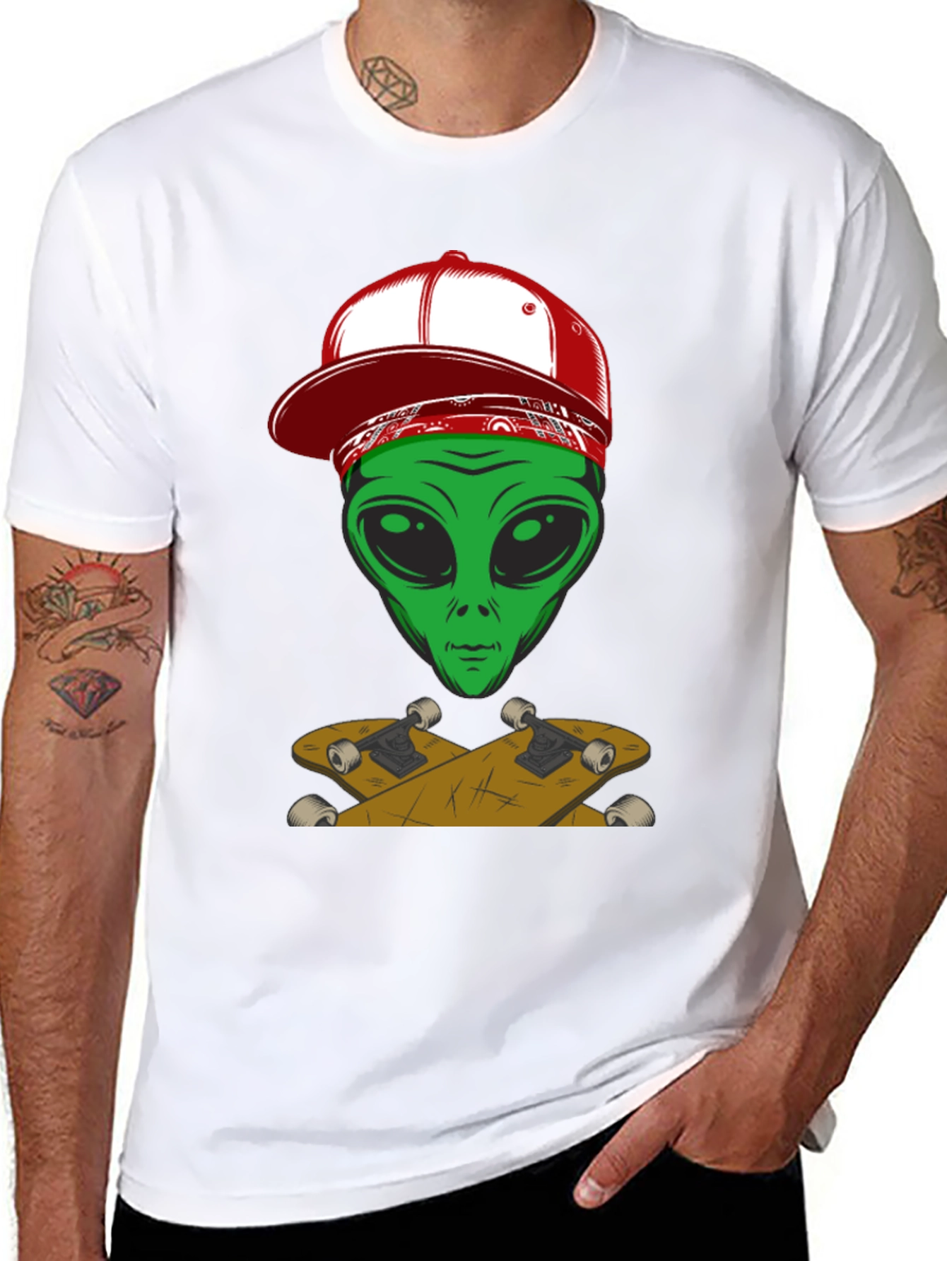 Alien Skateboarder Graphic Tee