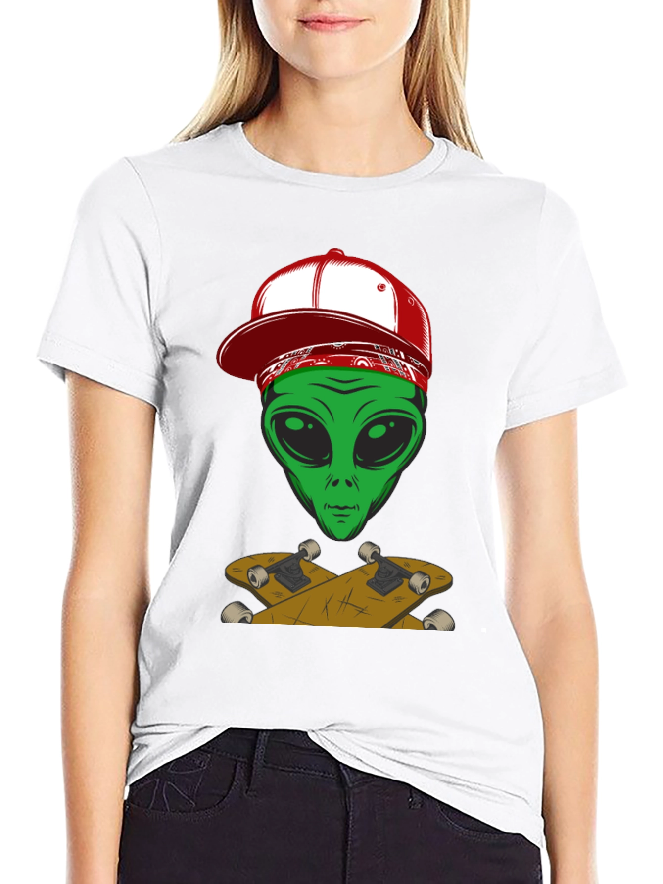 Alien Skateboarder Graphic Tee