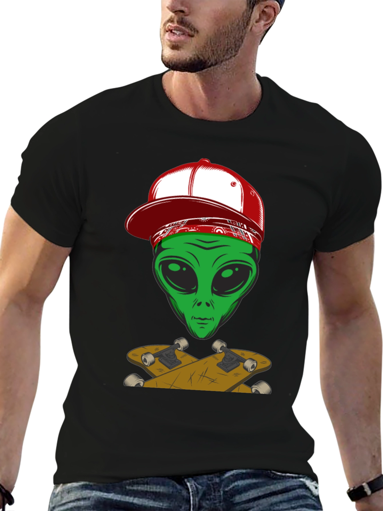 Alien Skateboarder Graphic Tee