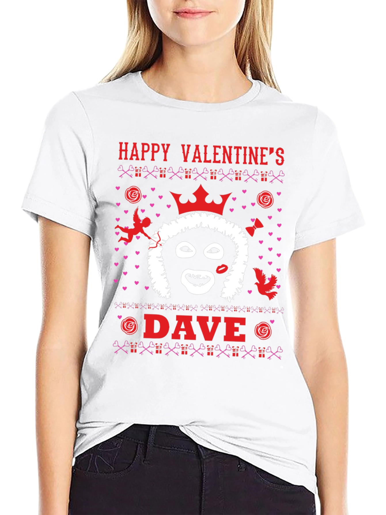Happy Valentines Dave T-Shirt Black Novelty Graphic Tee