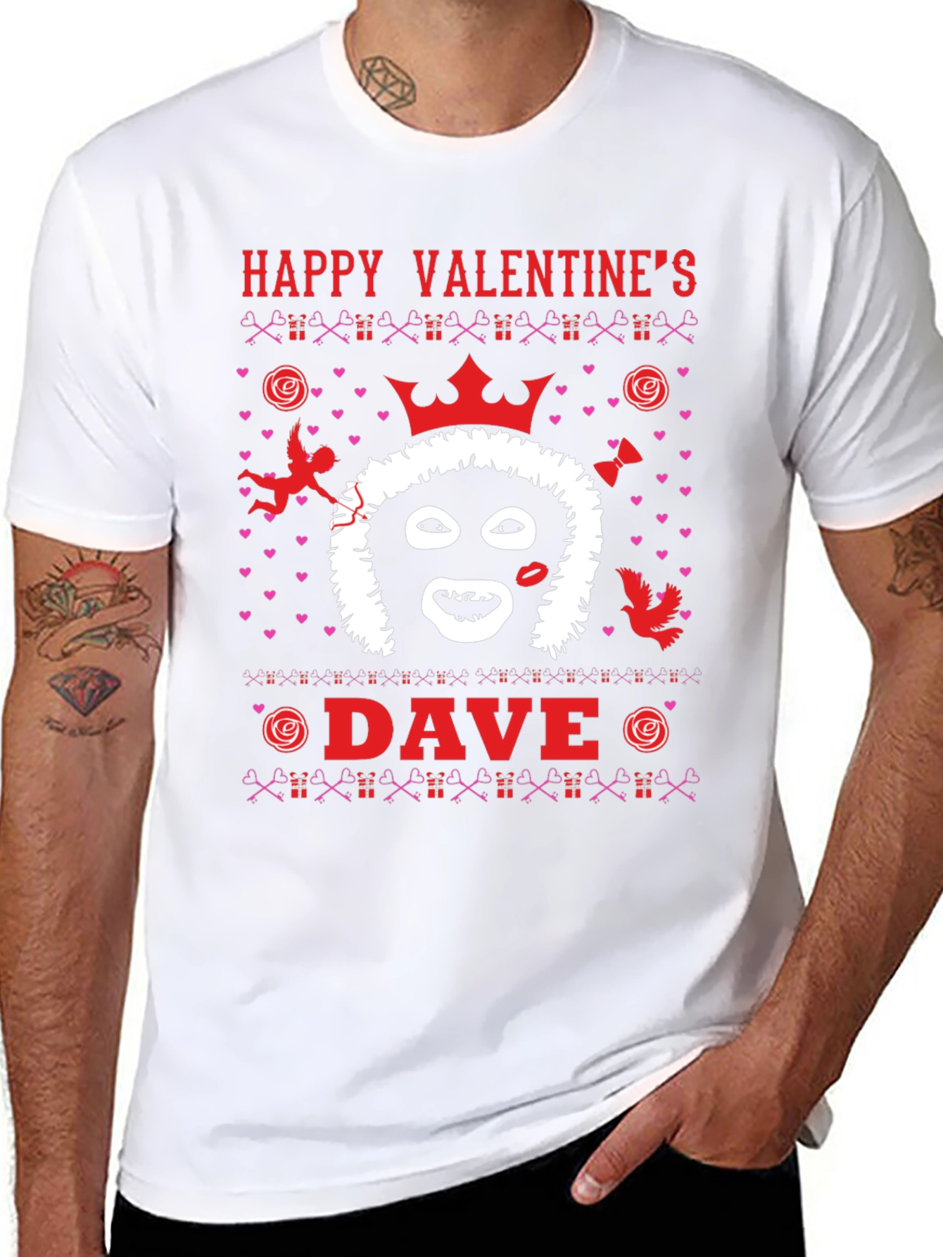Happy Valentines Dave T-Shirt Black Novelty Graphic Tee