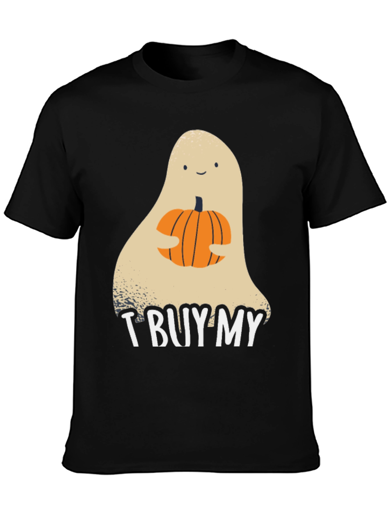 Halloween Ghost Holding Pumpkin Graphic Tee