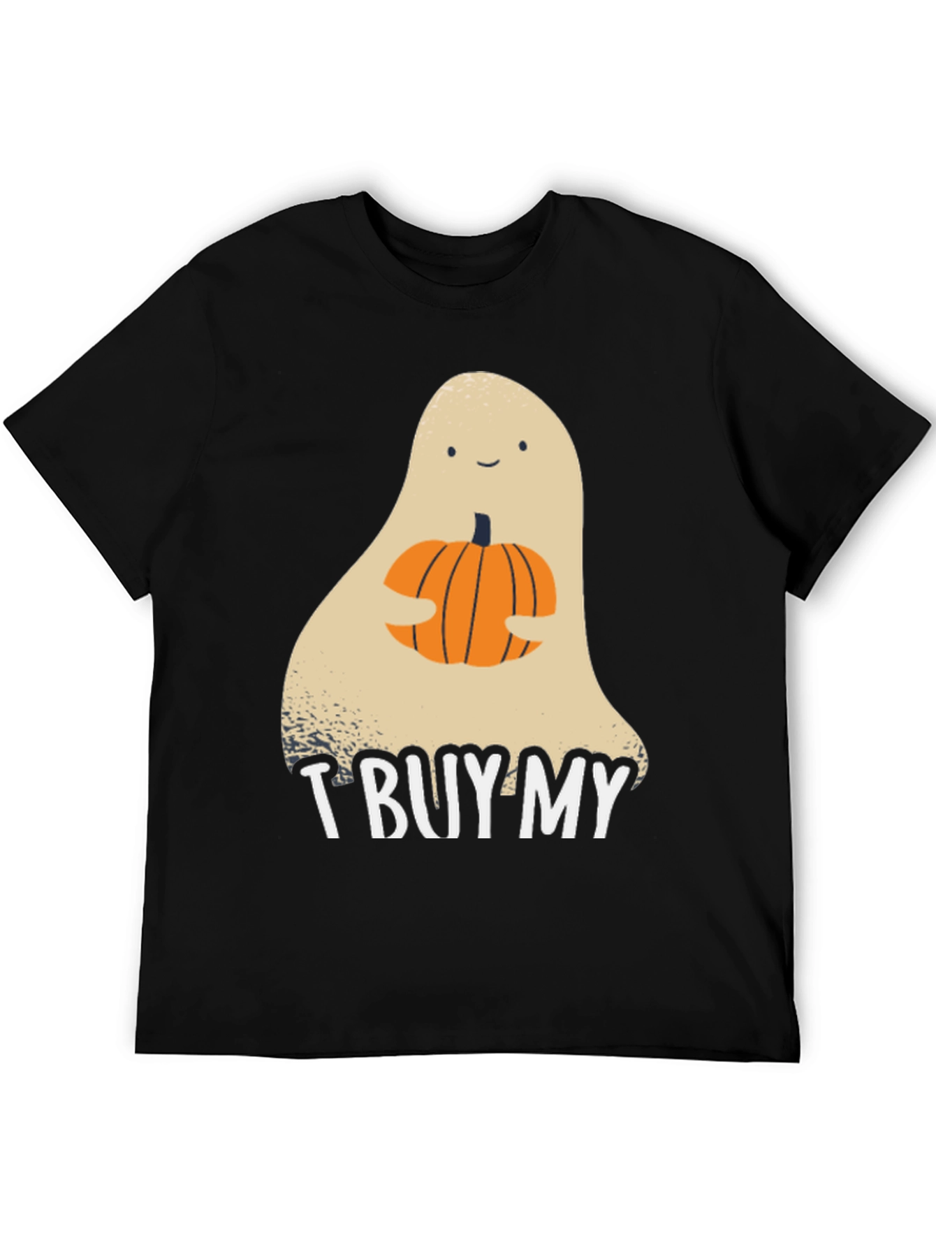 Halloween Ghost Holding Pumpkin Graphic Tee