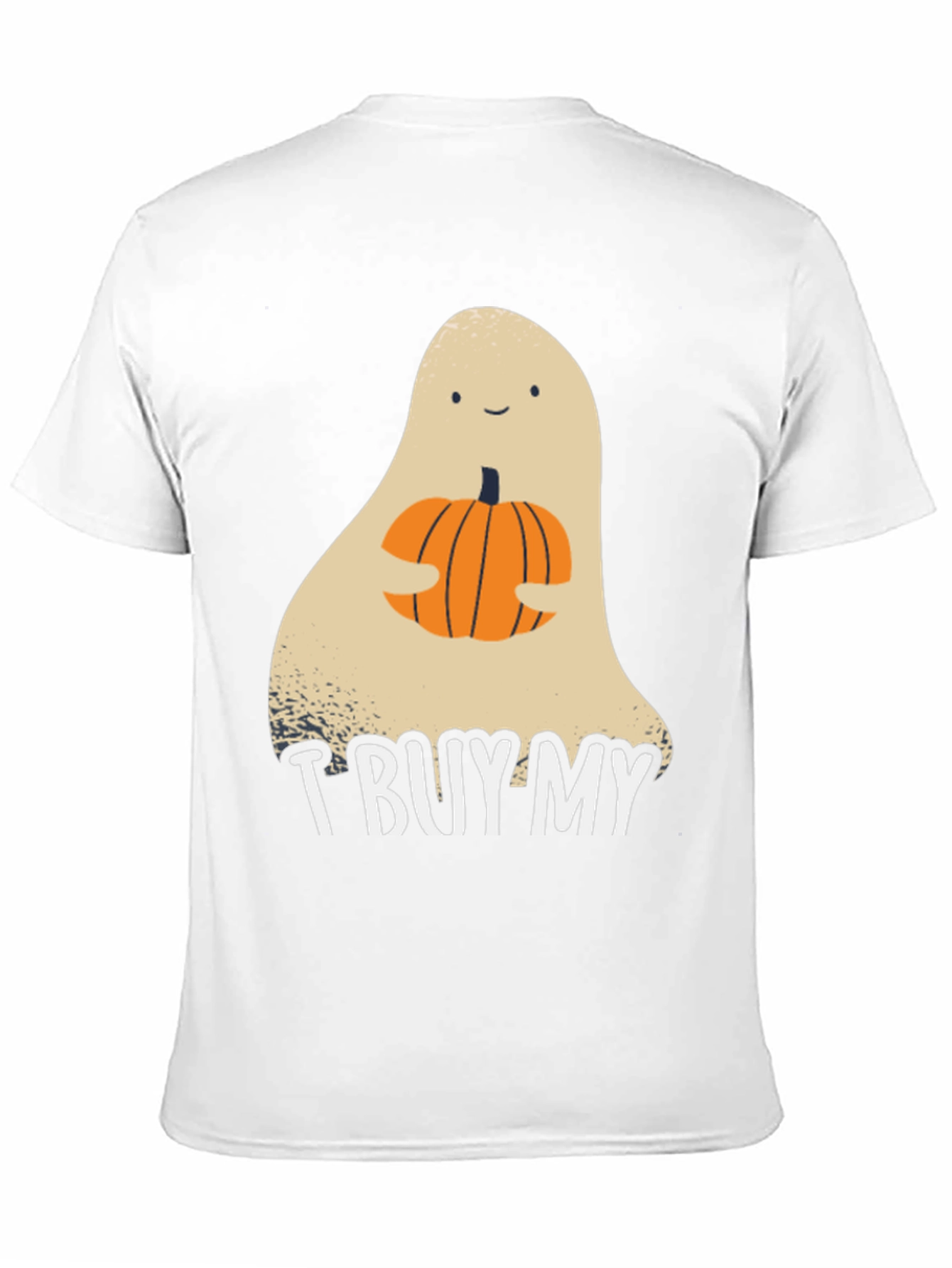 Halloween Ghost Holding Pumpkin Graphic Tee