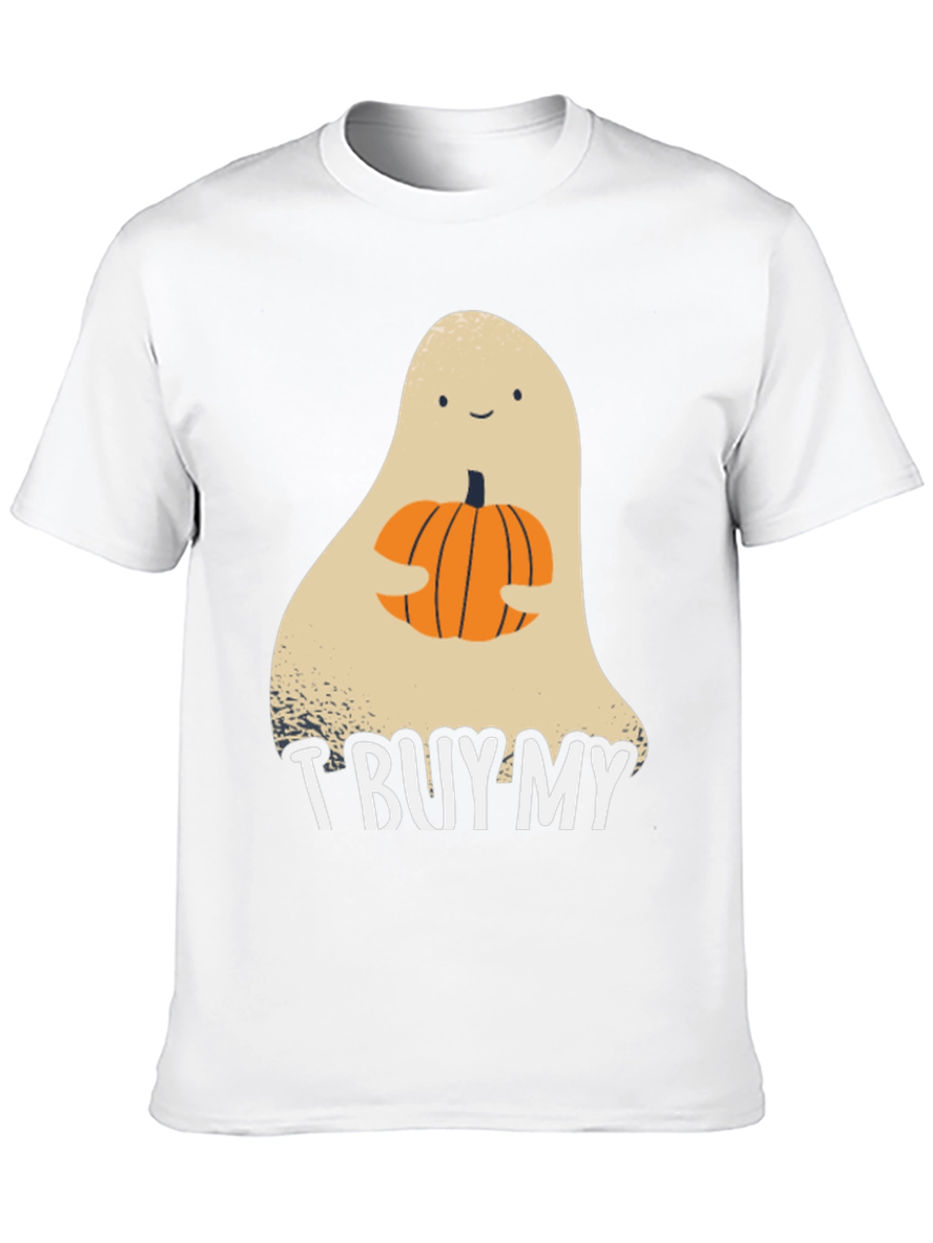 Halloween Ghost Holding Pumpkin Graphic Tee