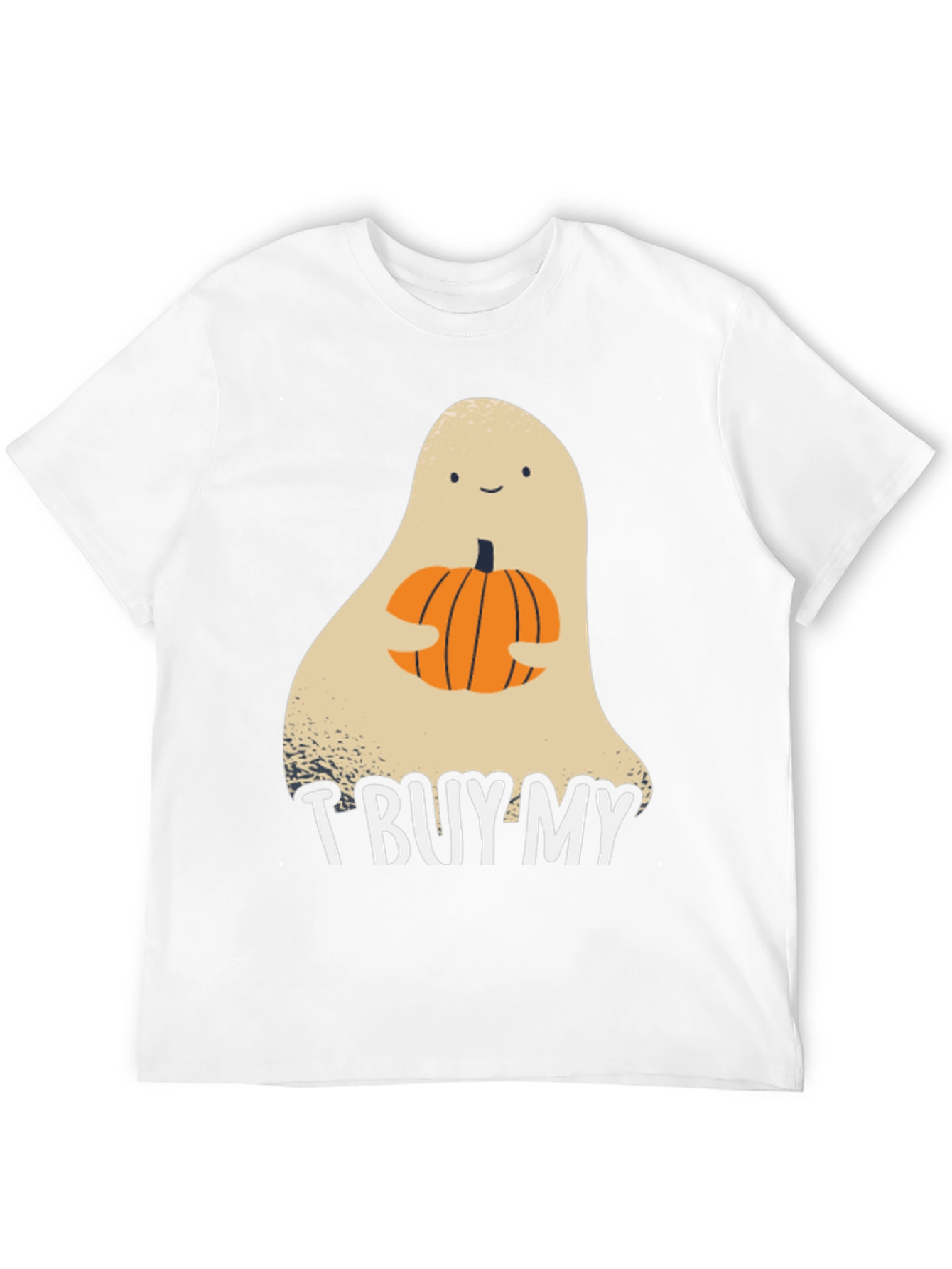 Halloween Ghost Holding Pumpkin Graphic Tee