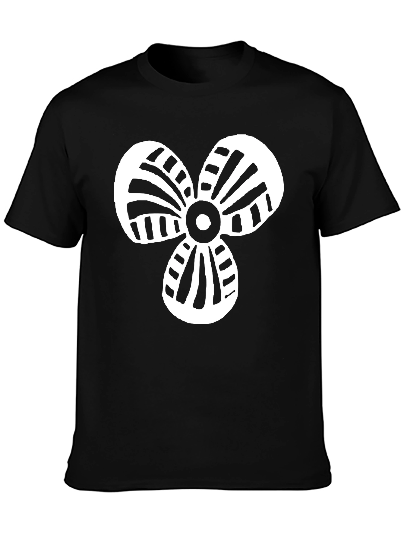 Abstract Fan Graphic Tee - Black Cotton Blend