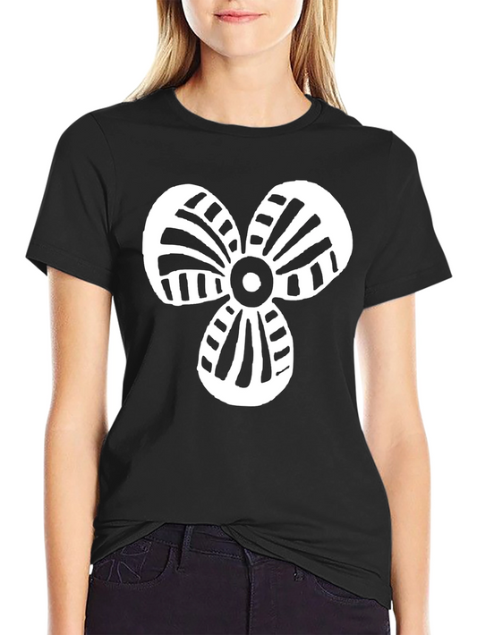 Abstract Fan Graphic Tee - Black Cotton Blend