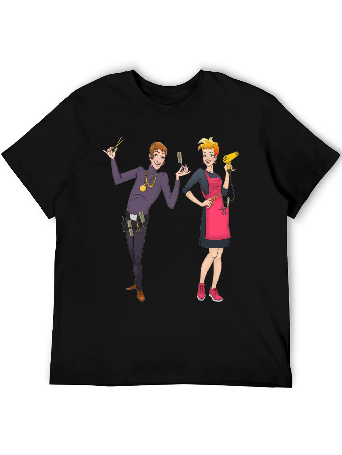 Cartoon Barber Graphic Tee - Black