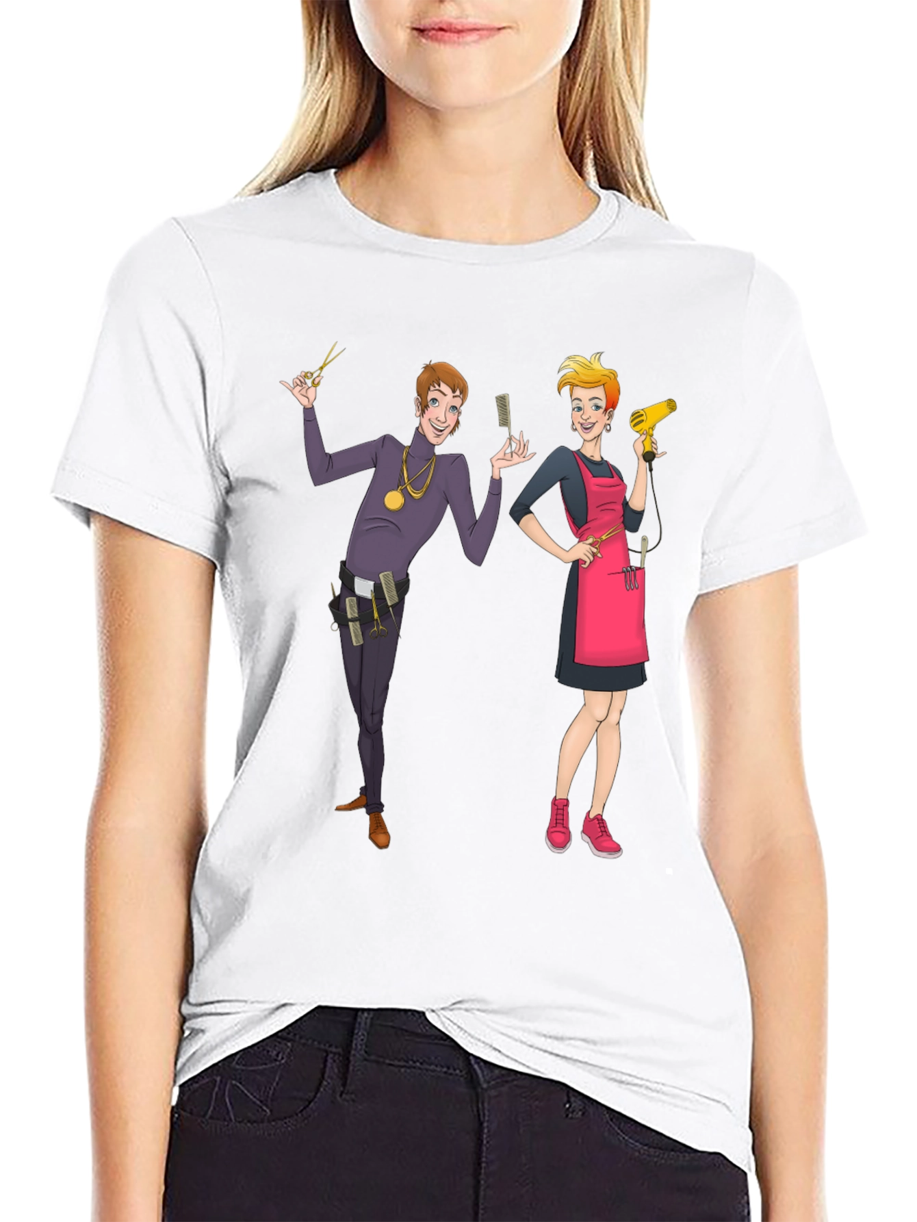 Cartoon Barber Graphic Tee - Black