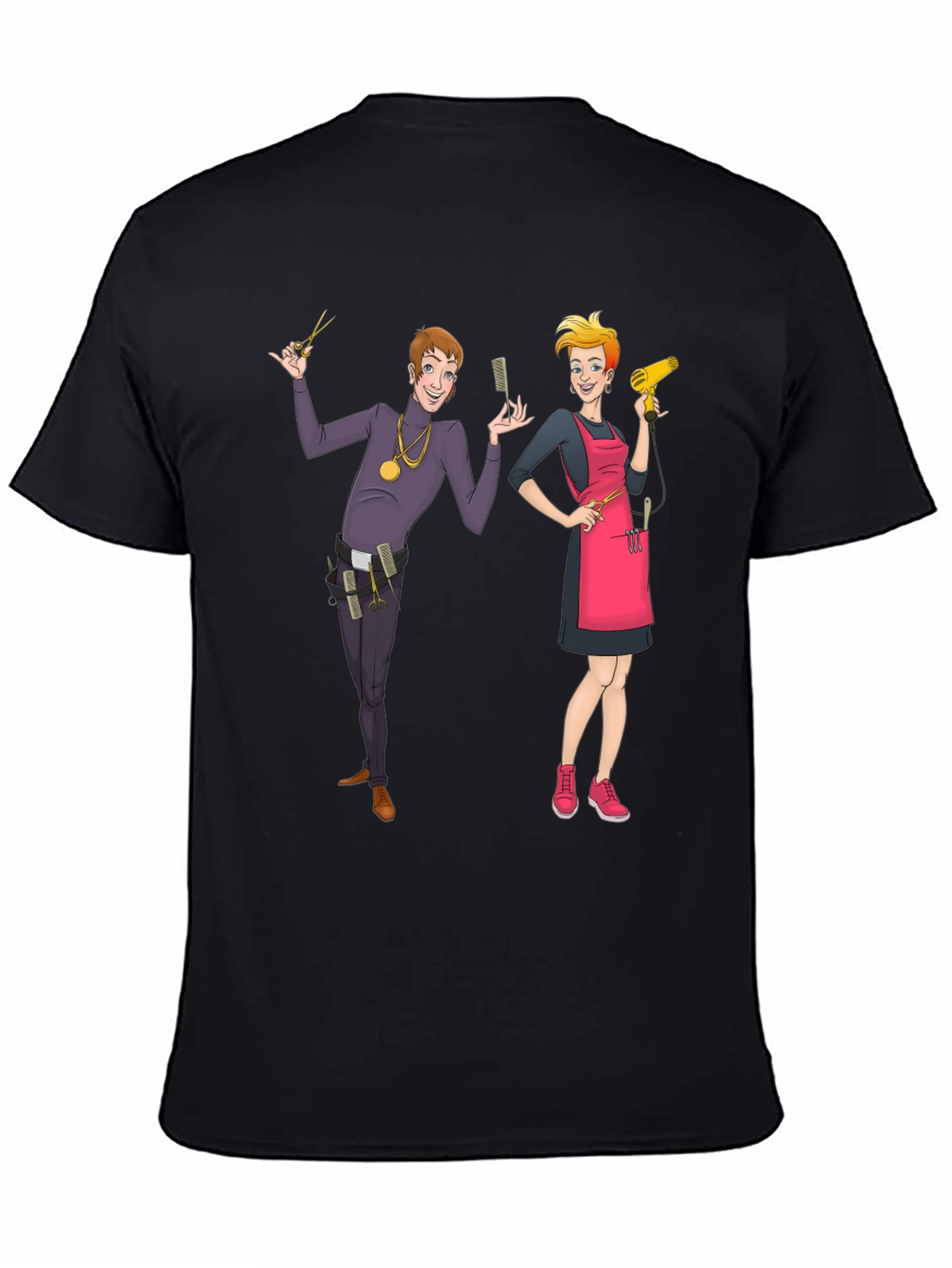 Cartoon Barber Graphic Tee - Black