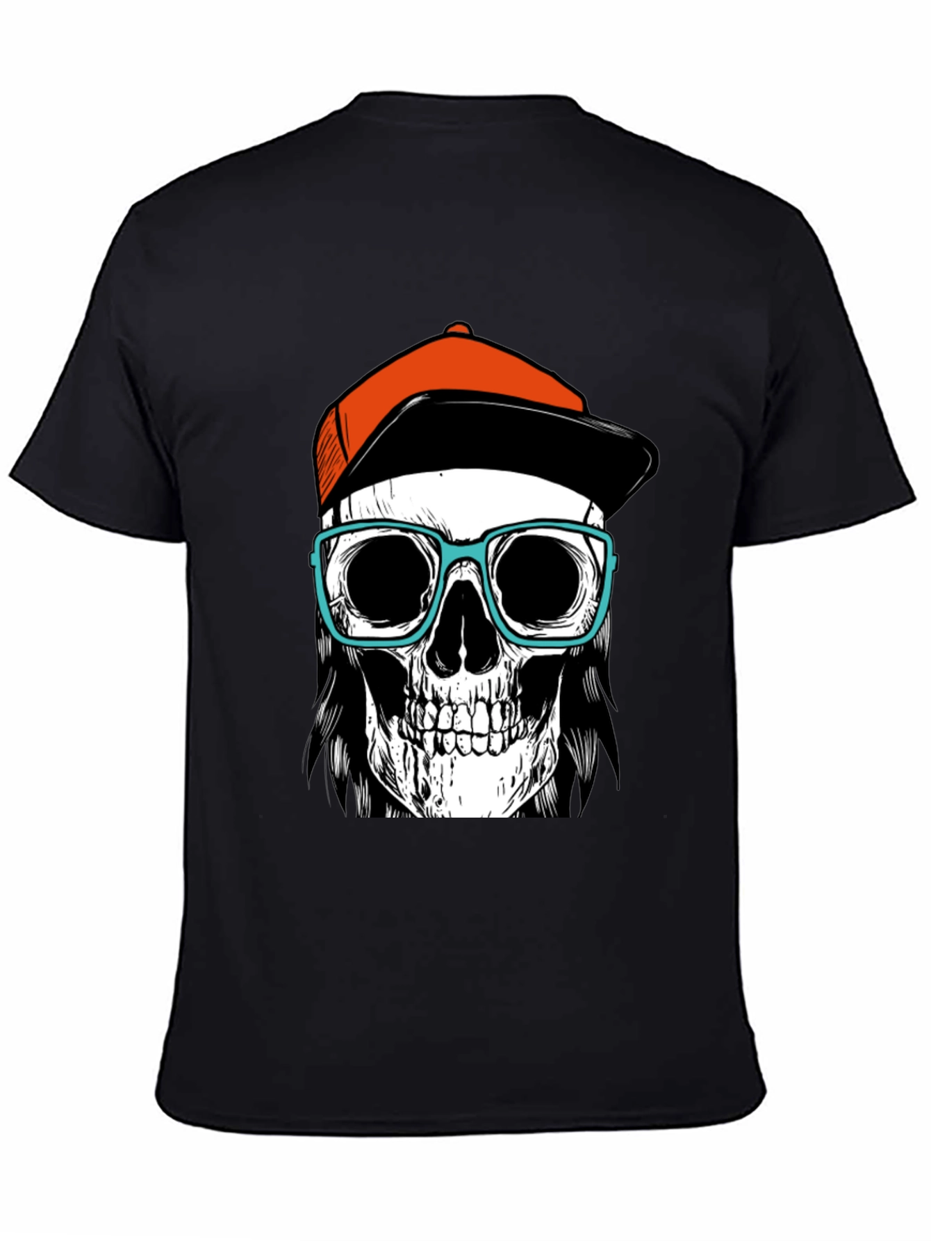Skull with Hat & Glasses Graphic Tee