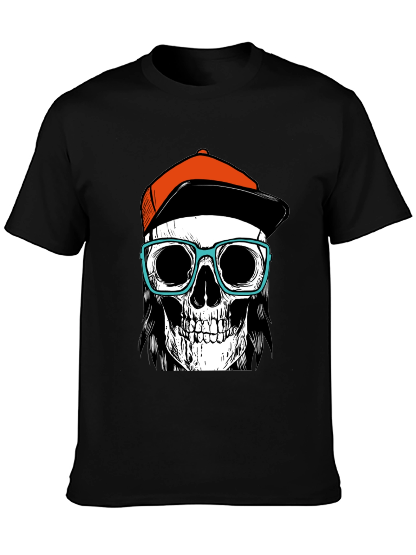 Skull with Hat & Glasses Graphic Tee