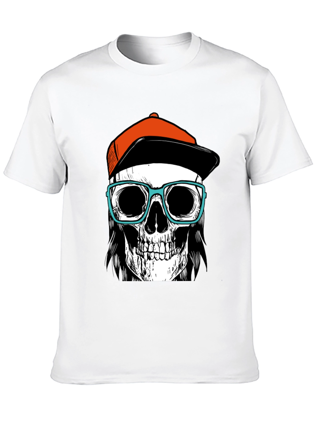 Skull with Hat & Glasses Graphic Tee