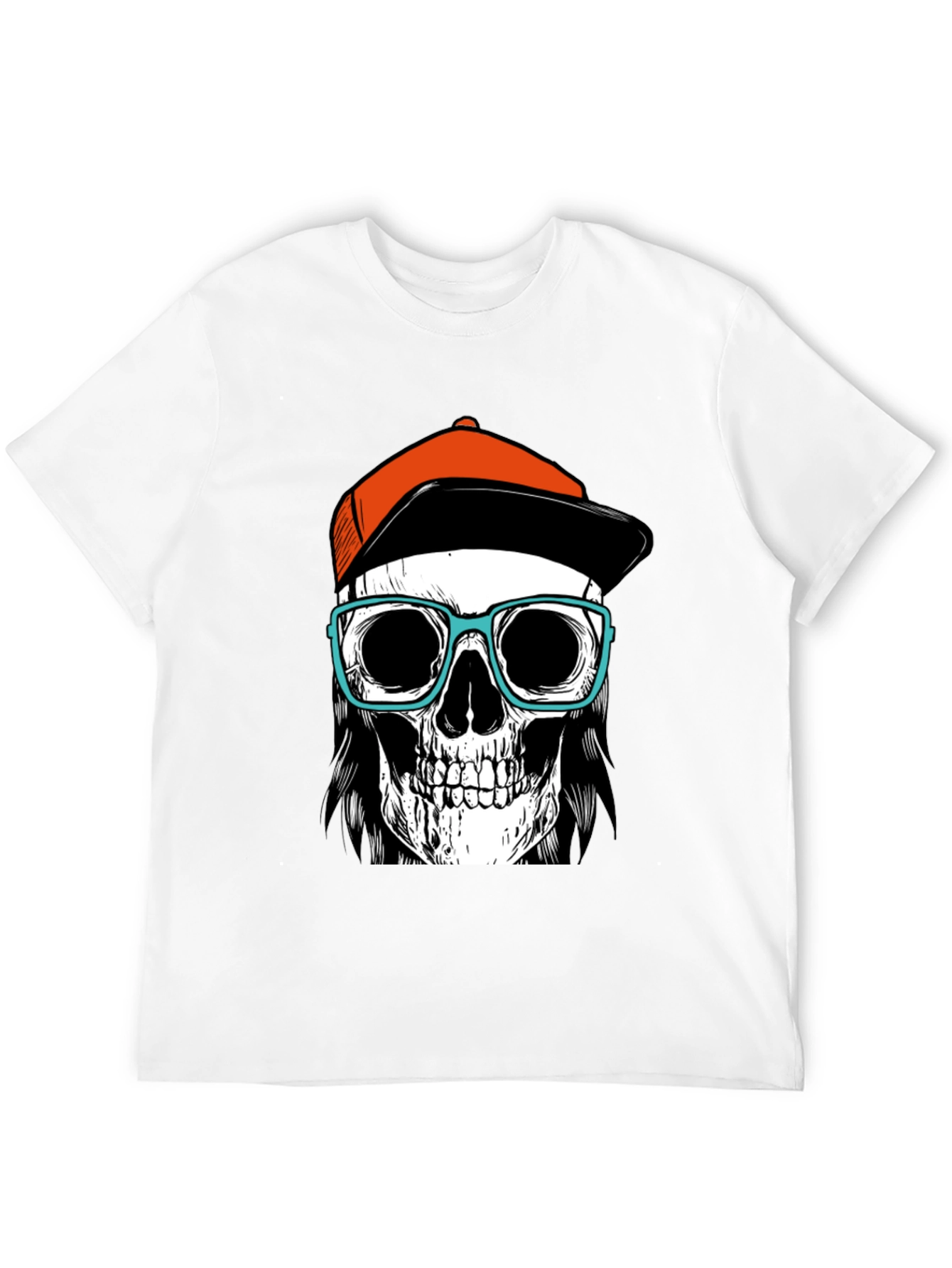 Skull with Hat & Glasses Graphic Tee