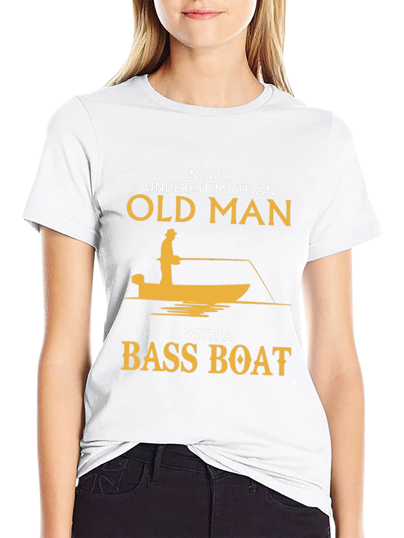 Never Underestimate Old Man Bass Boat T-Shirt