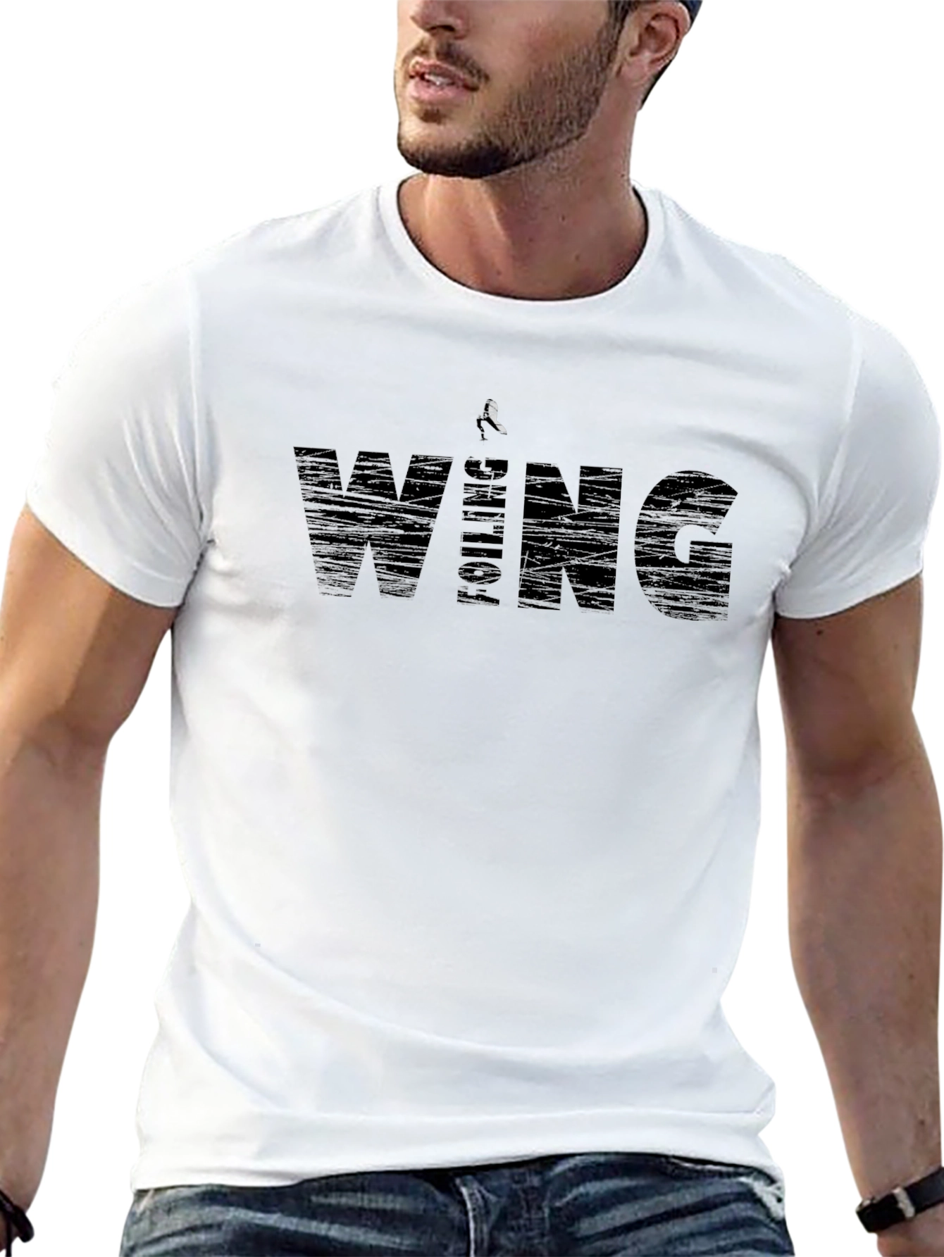 Foil Wing Surfing Graphic Tee - Black