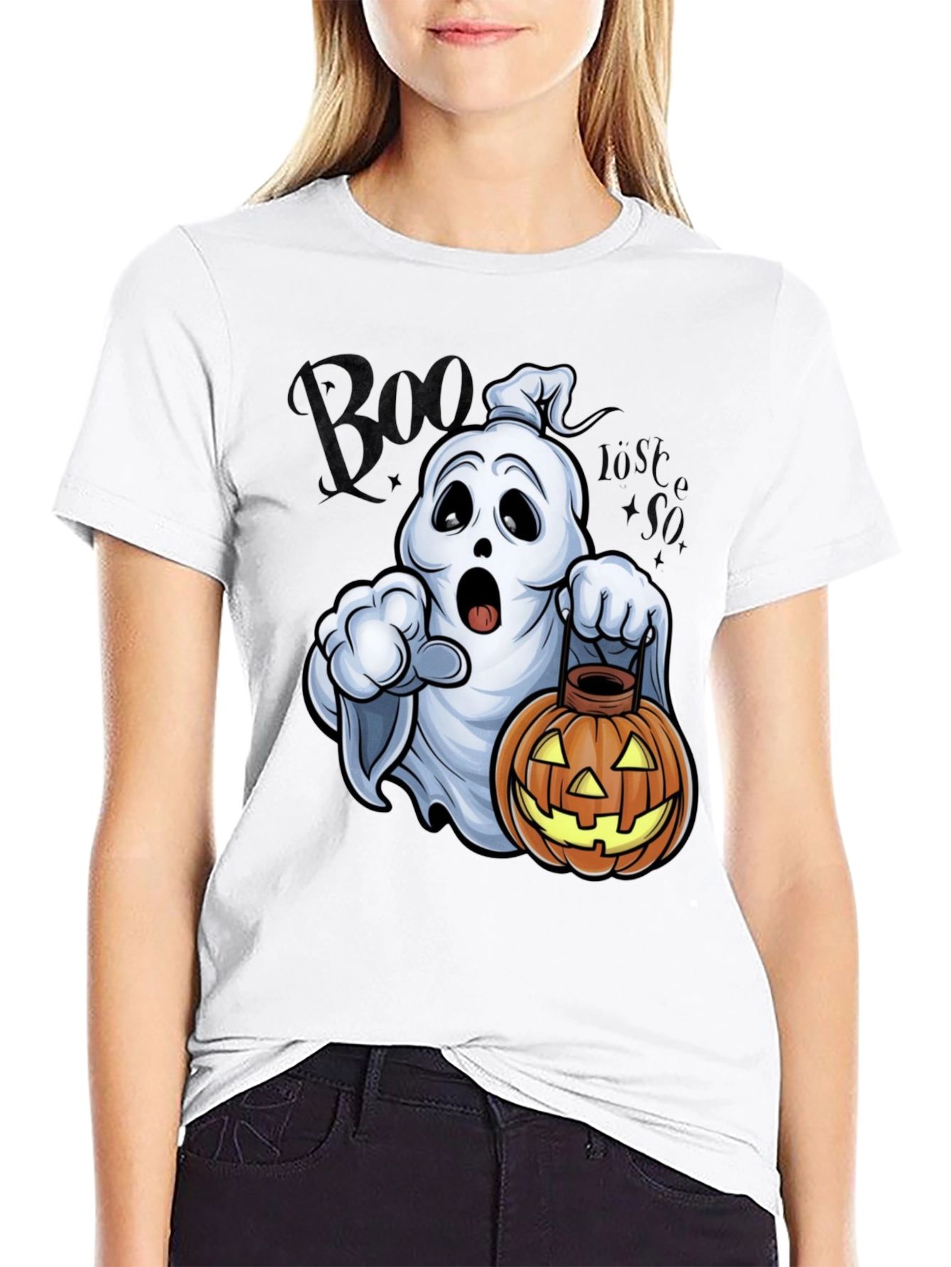 Halloween Ghost & Pumpkin Graphic Tee