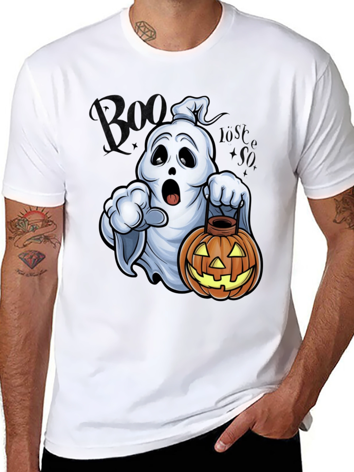 Halloween Ghost & Pumpkin Graphic Tee
