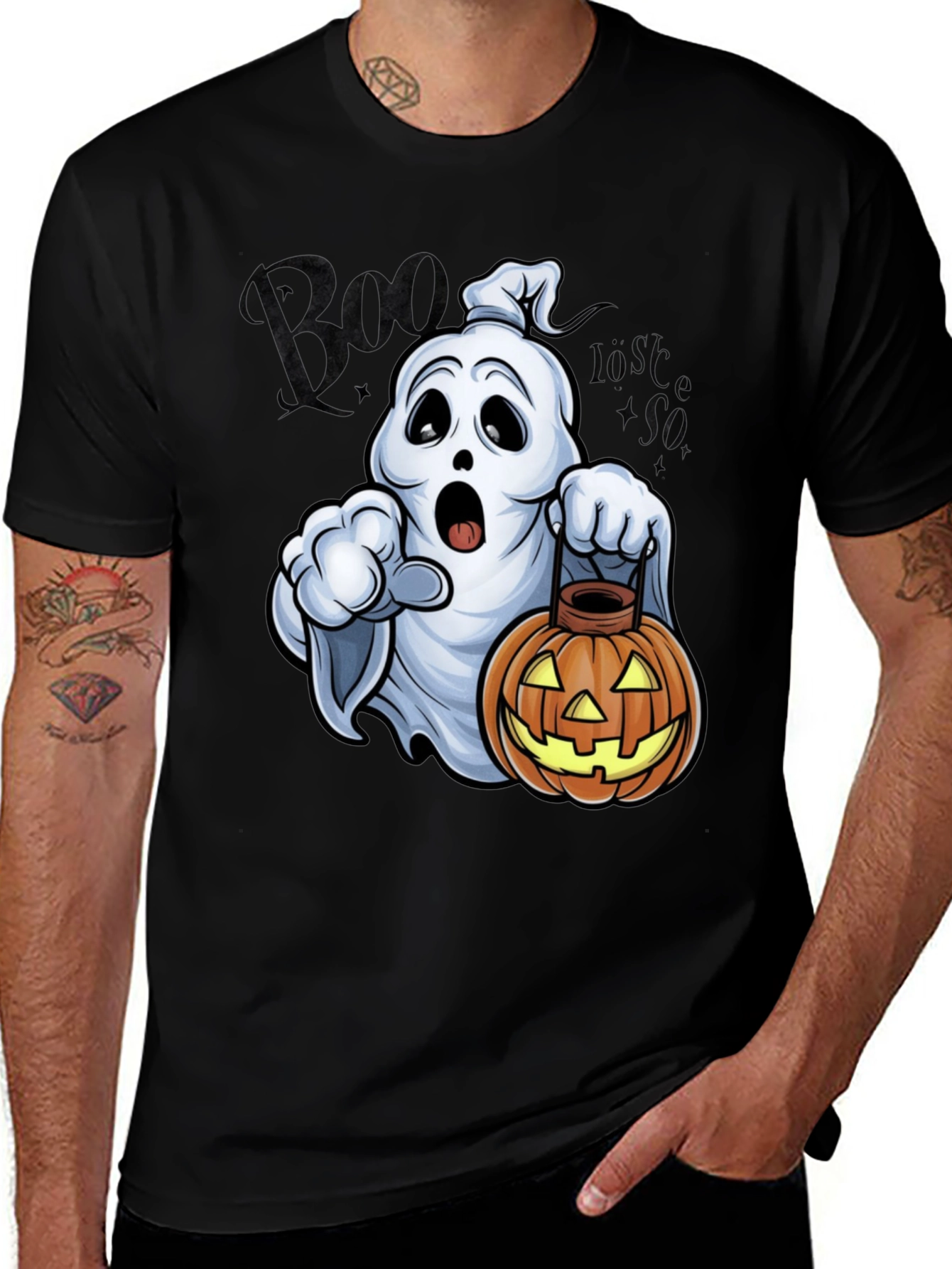 Halloween Ghost & Pumpkin Graphic Tee