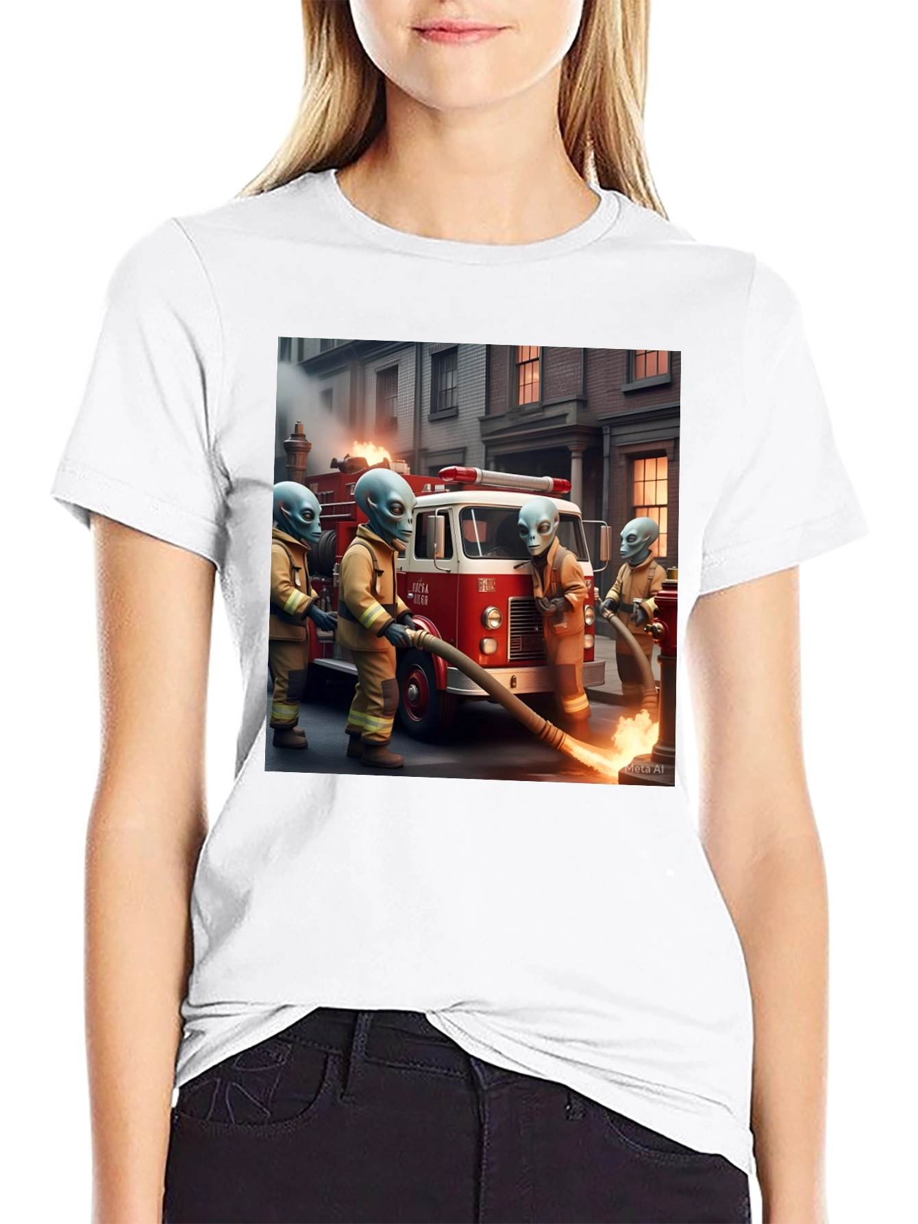 Alien Firefighter Crew T-Shirt