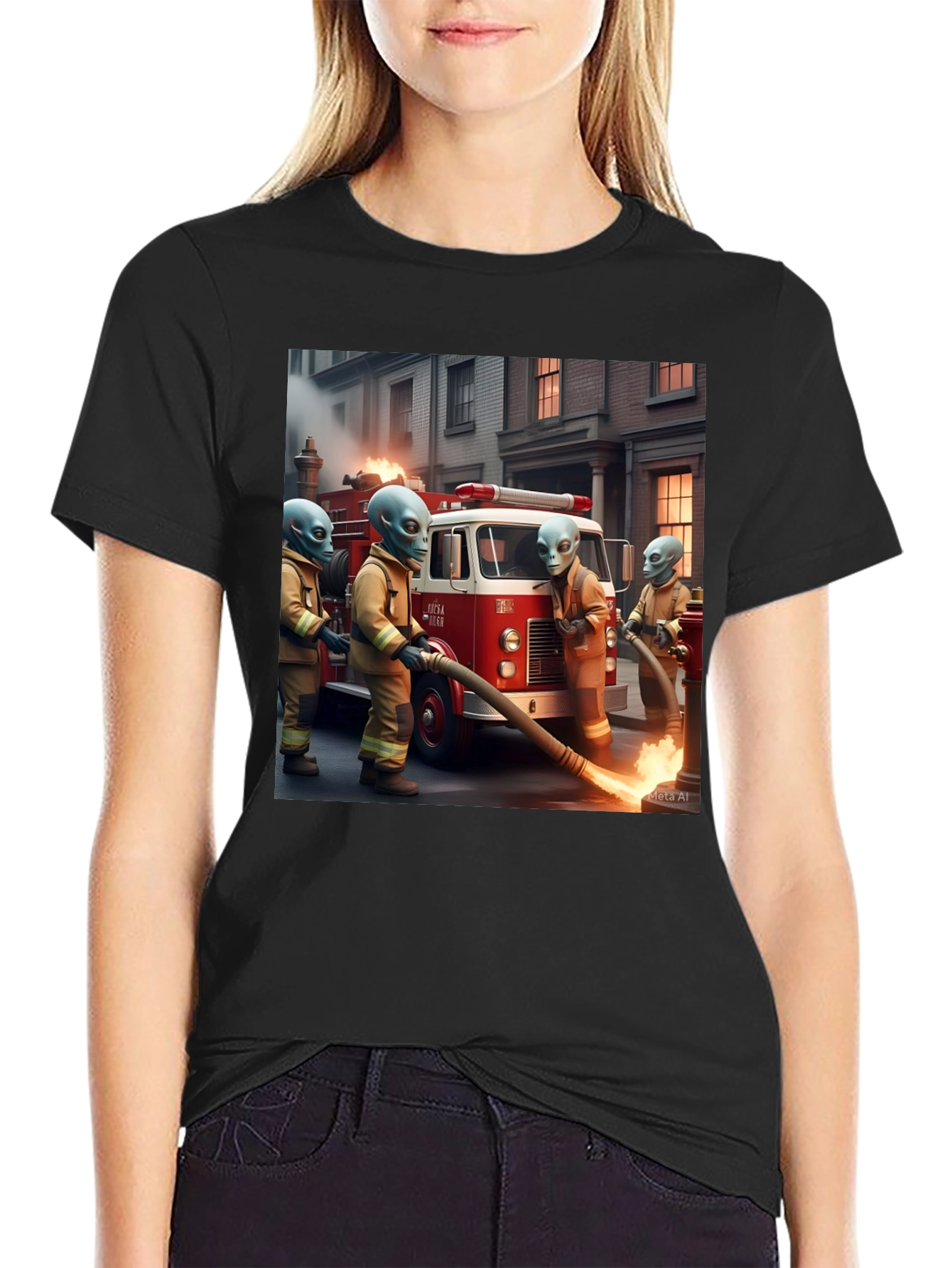 Alien Firefighter Crew T-Shirt