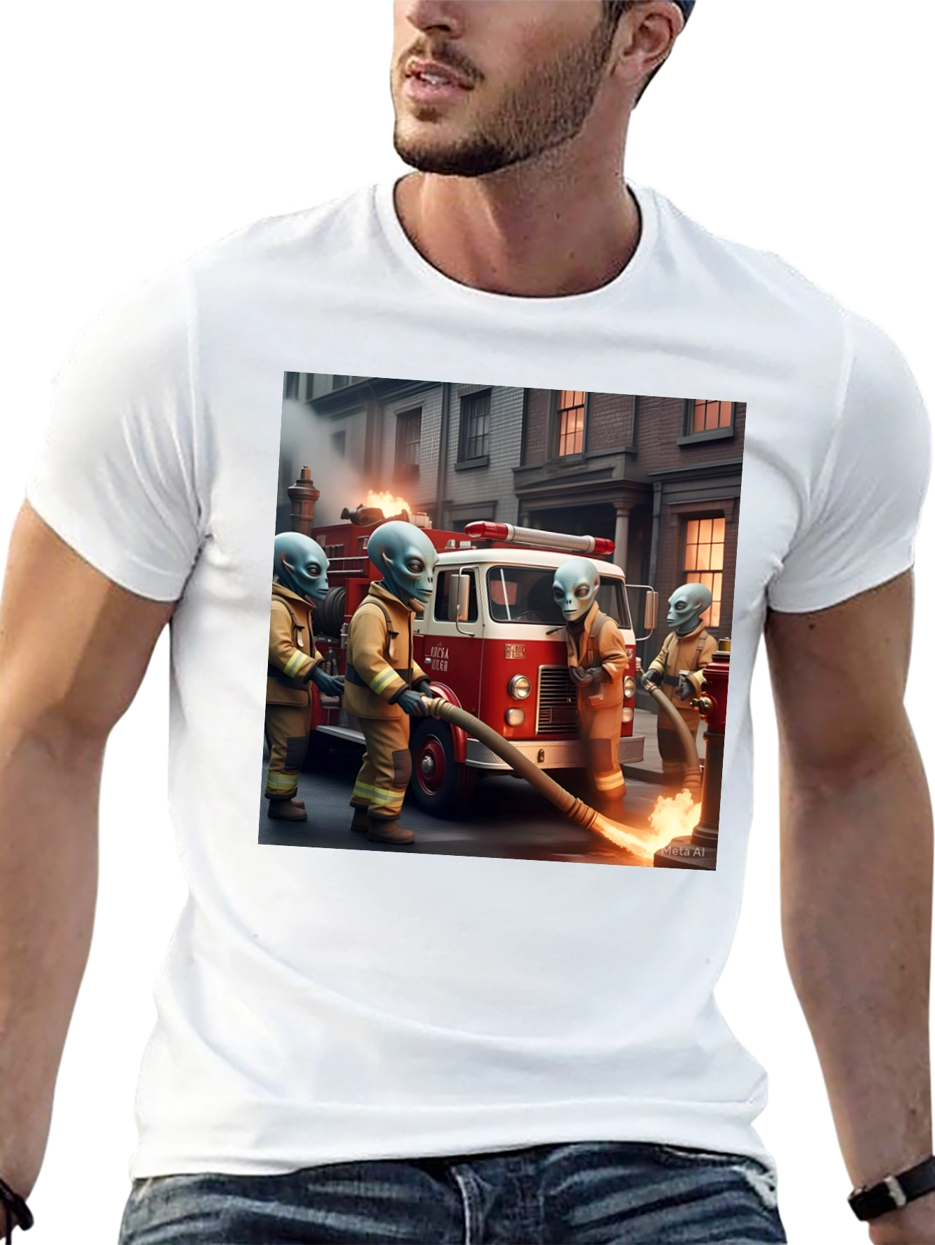Alien Firefighter Crew T-Shirt