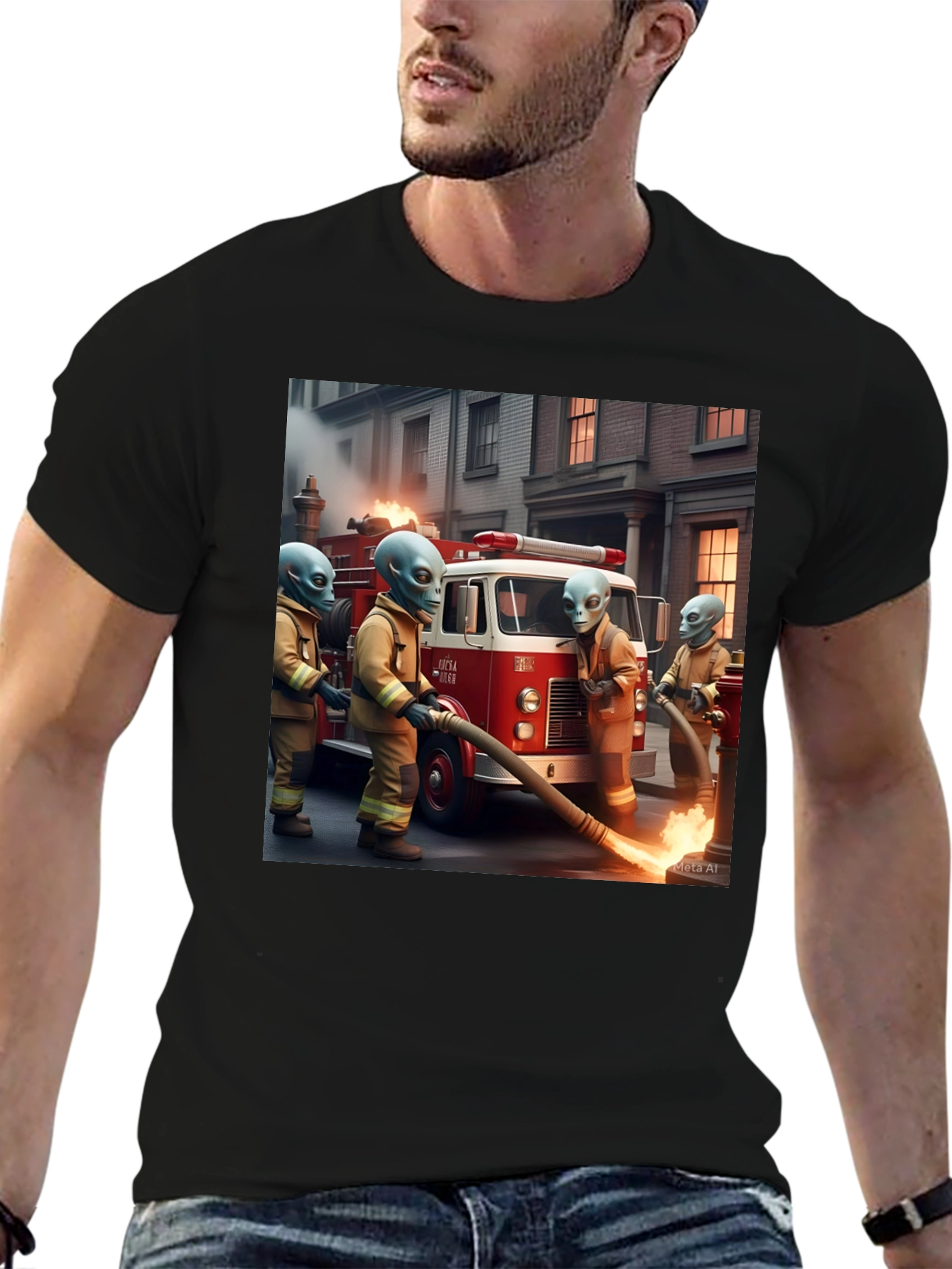 Alien Firefighter Crew T-Shirt