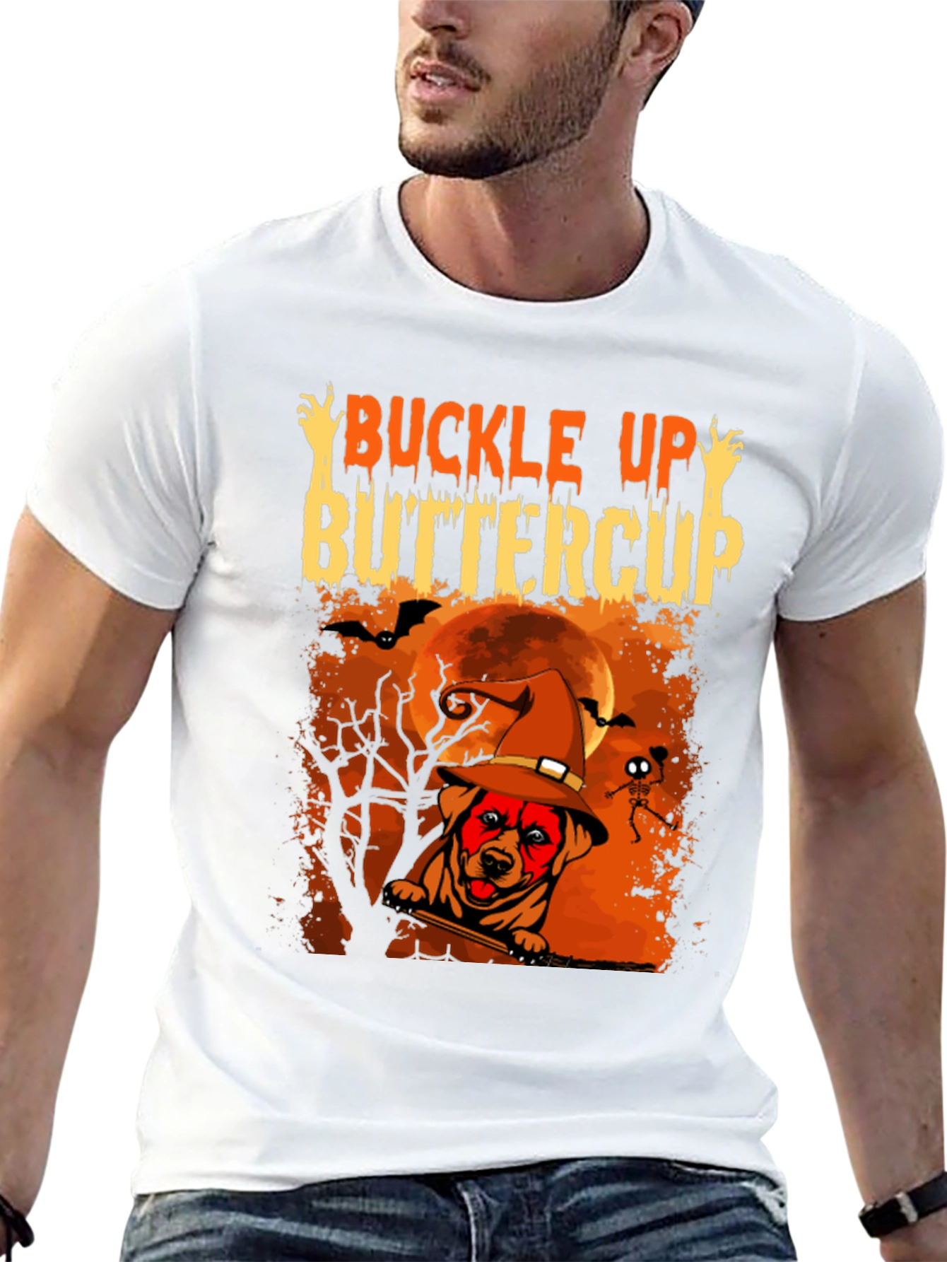 Buckle Up Buttercup Halloween Dog T-Shirt