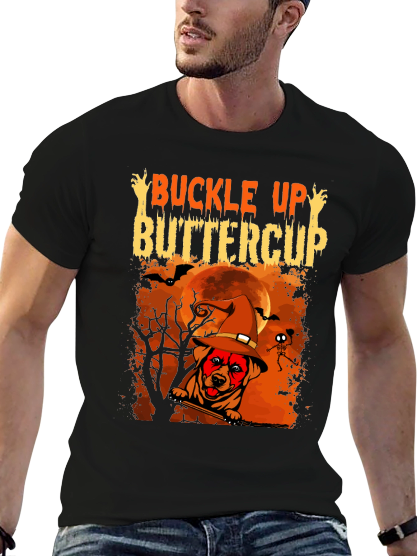 Buckle Up Buttercup Halloween Dog T-Shirt