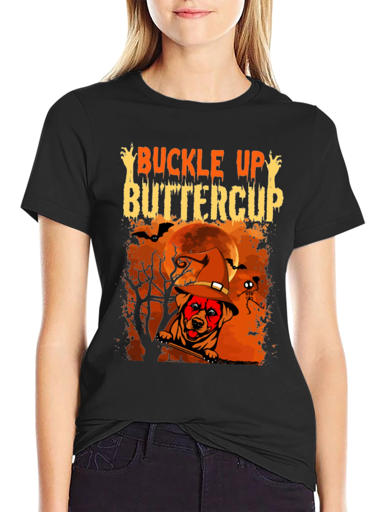 Buckle Up Buttercup Halloween Dog T-Shirt