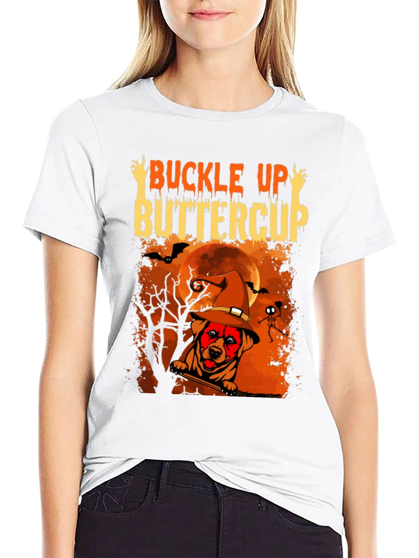 Buckle Up Buttercup Halloween Dog T-Shirt