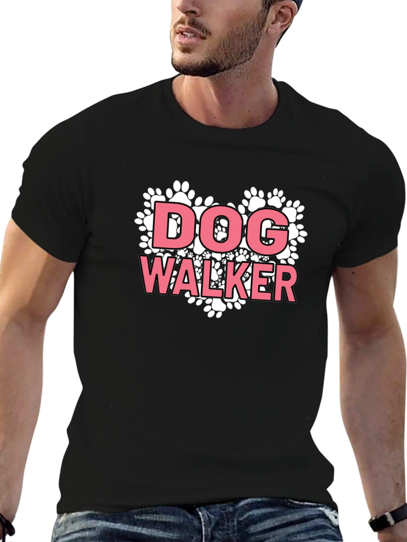 Dog Walker Paw Print Heart Graphic Tee