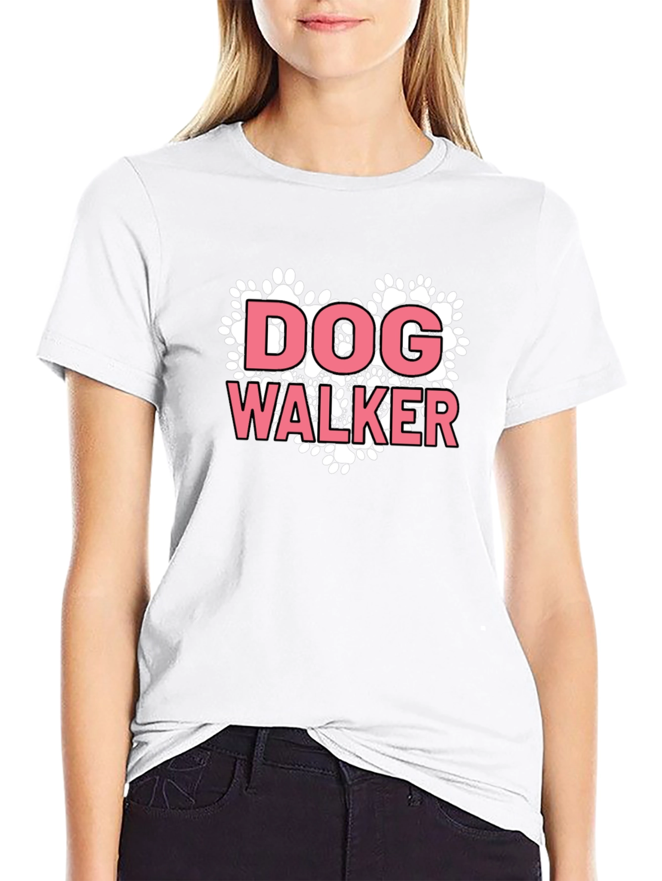 Dog Walker Paw Print Heart Graphic Tee